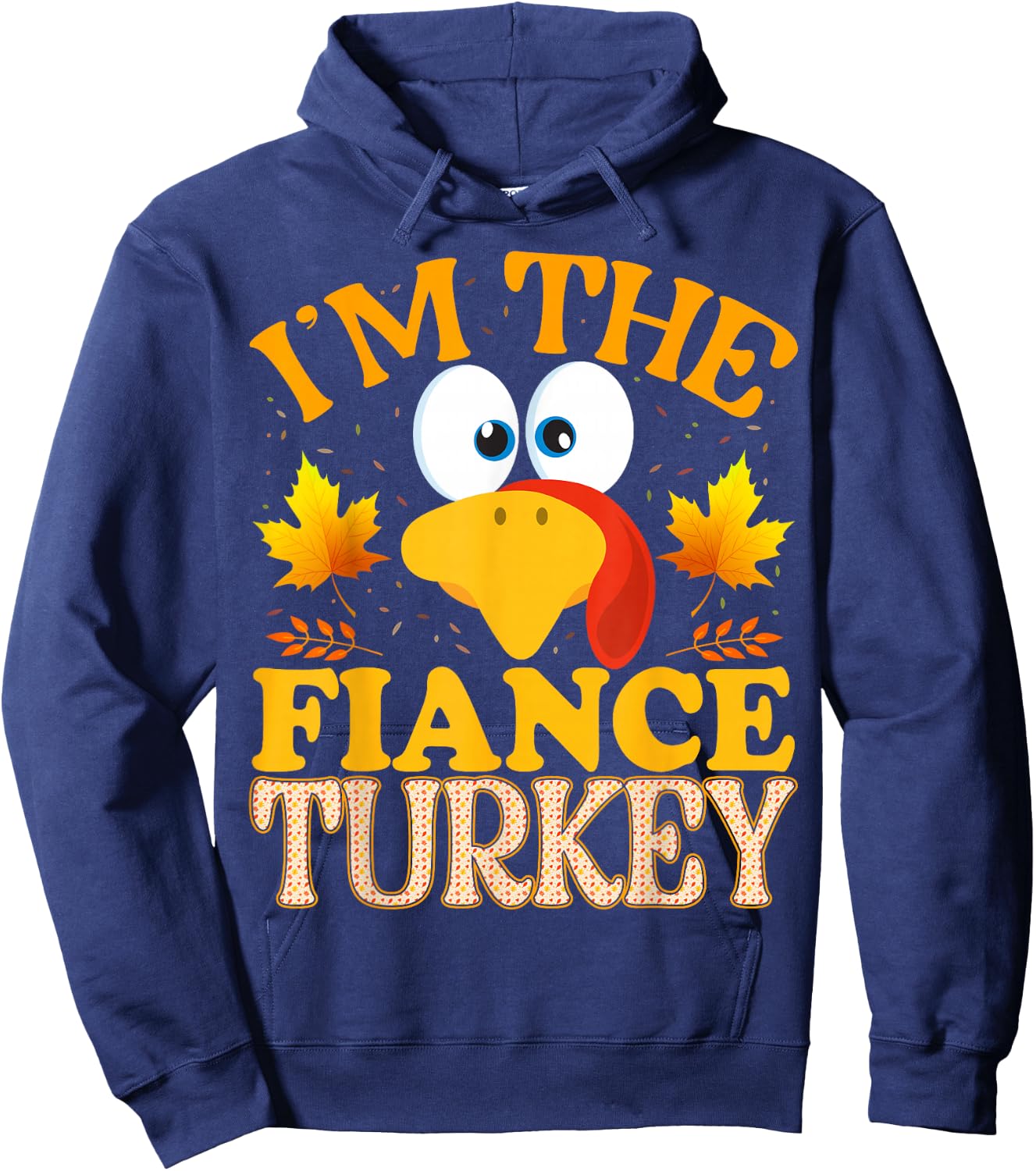 99 Gifts Thanksgiving Family Matching Pajamas - I'm The Fiance Turkey - Adults - Black - Small - Modern - Thanksgiving - Short Sleeve Hoodie - Hoodie | Navy