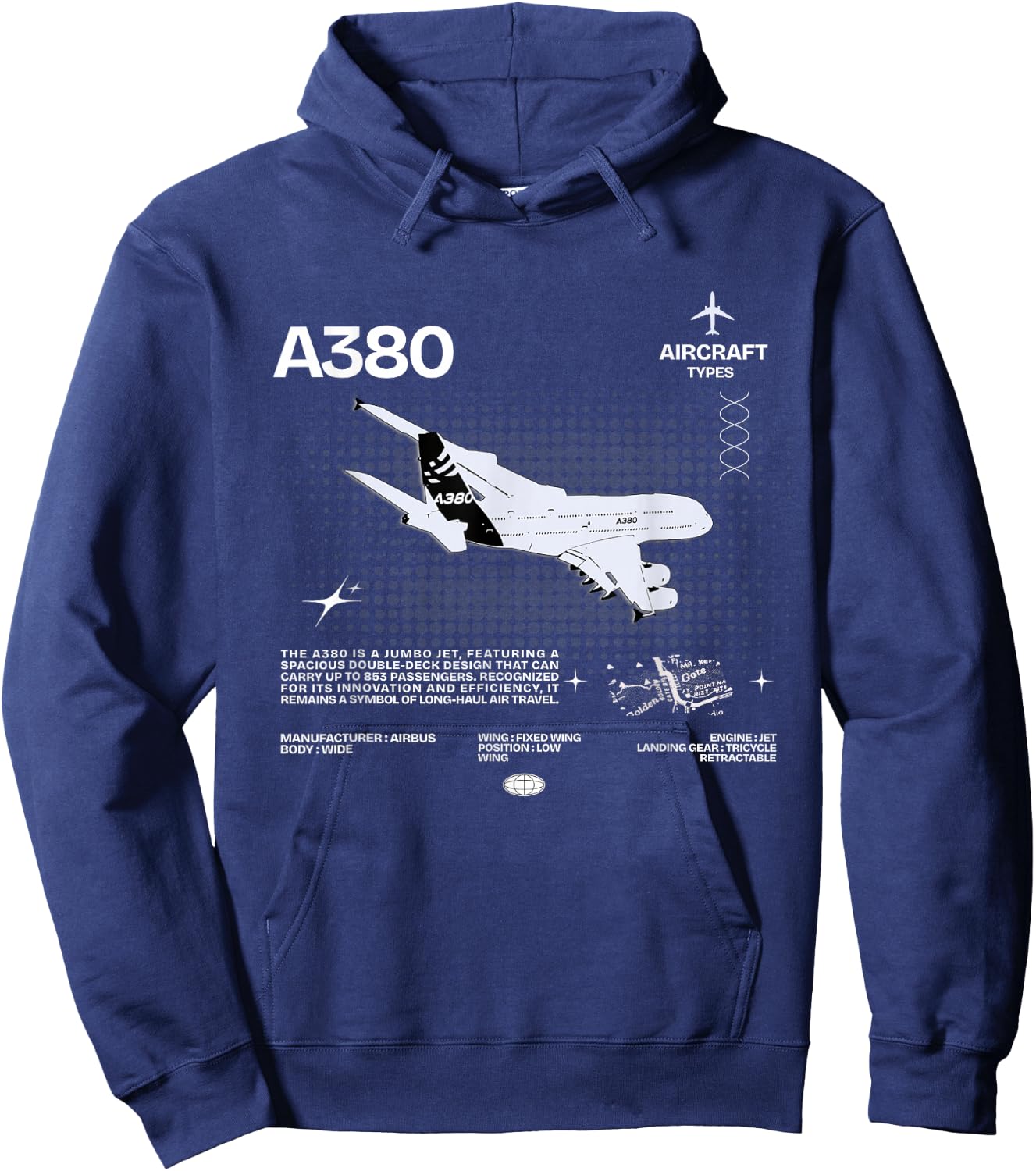 Airbus-A318 Airplane White , black Hoodie - Hoodie | Navy