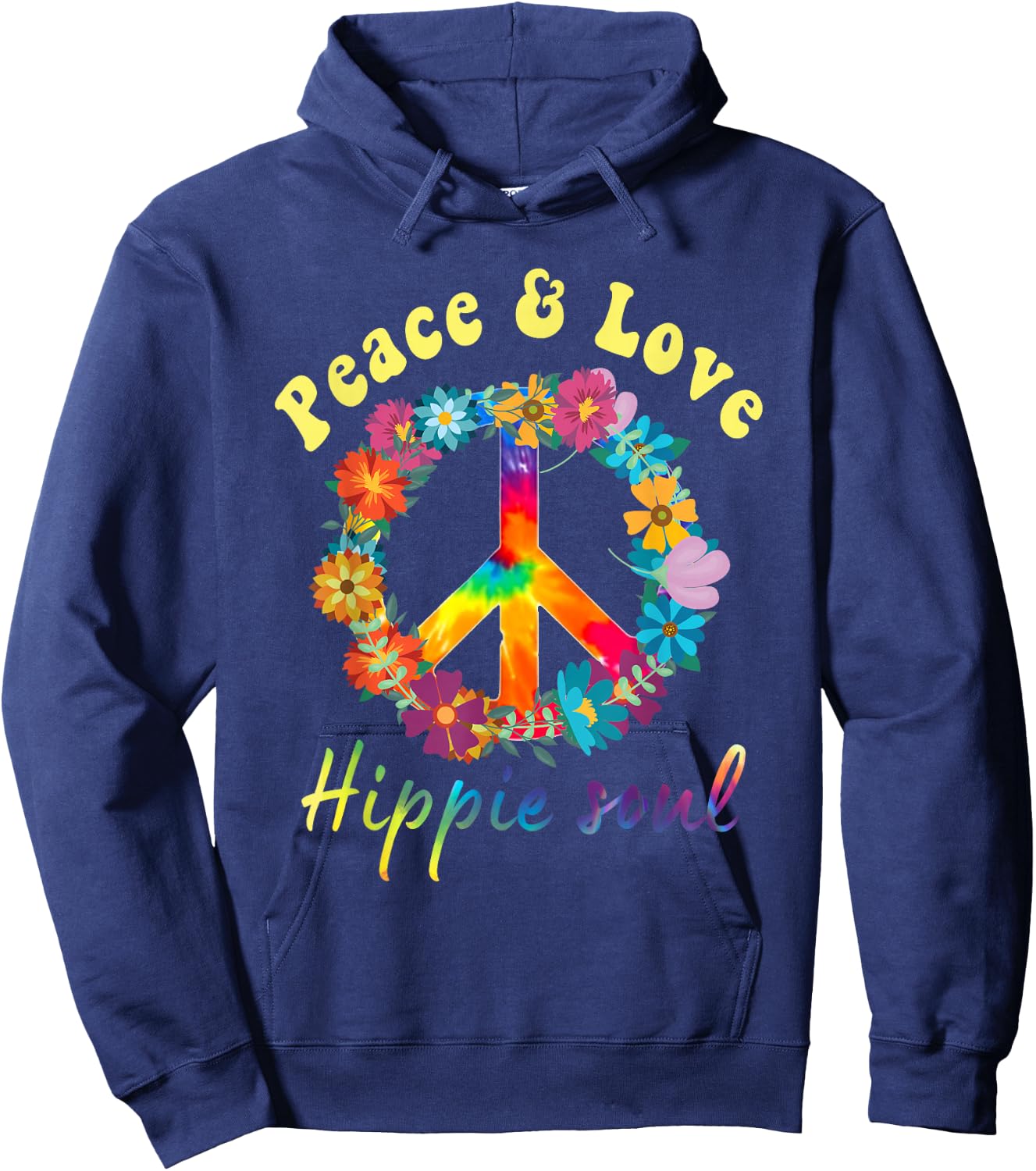 Hippie Acidhead Woodstock Peace Hippy , black Hoodie - Hoodie | Navy