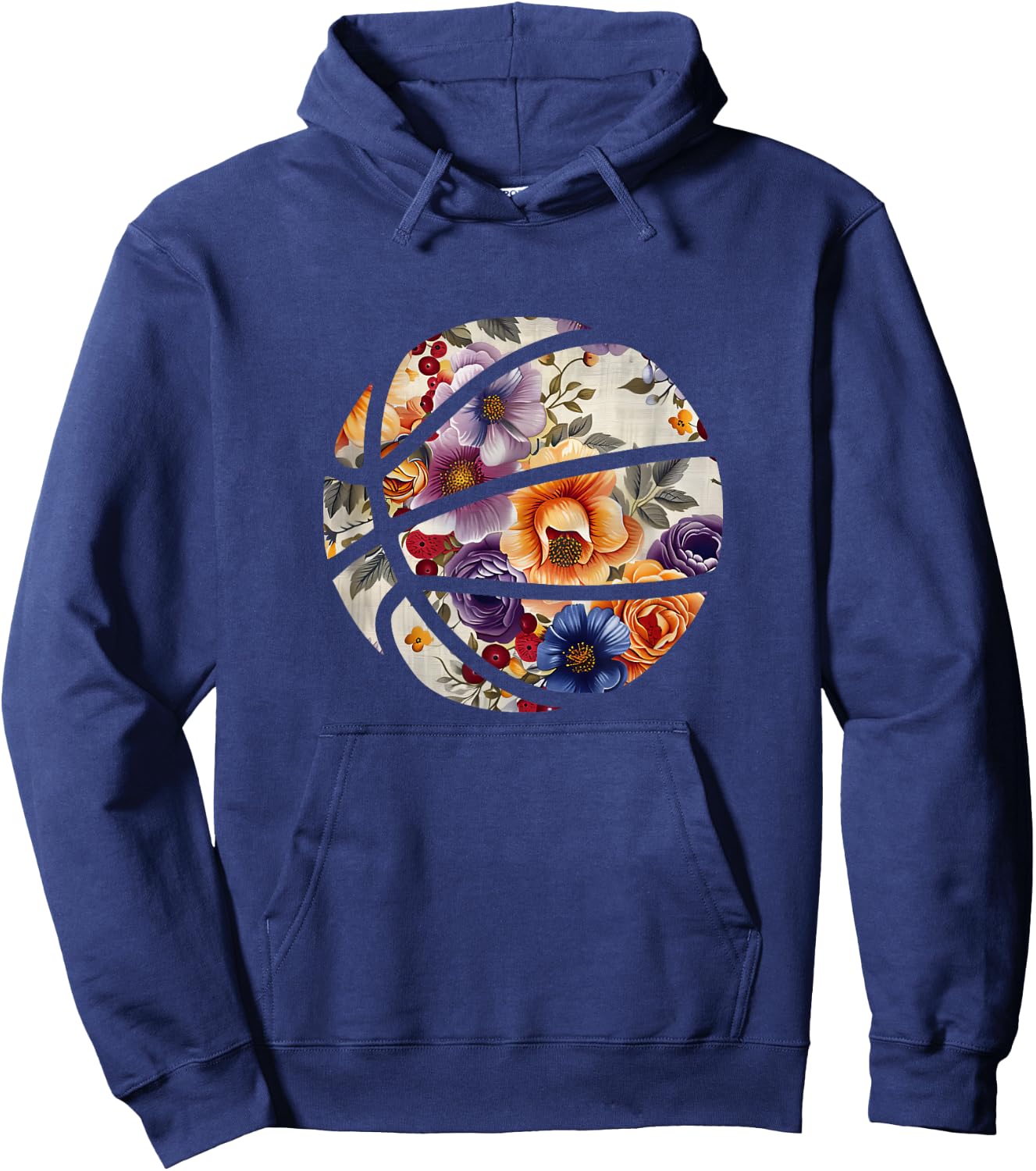 Basketball Silhouette Flowers Botanical Floral Hoodie - Hoodie | Navy