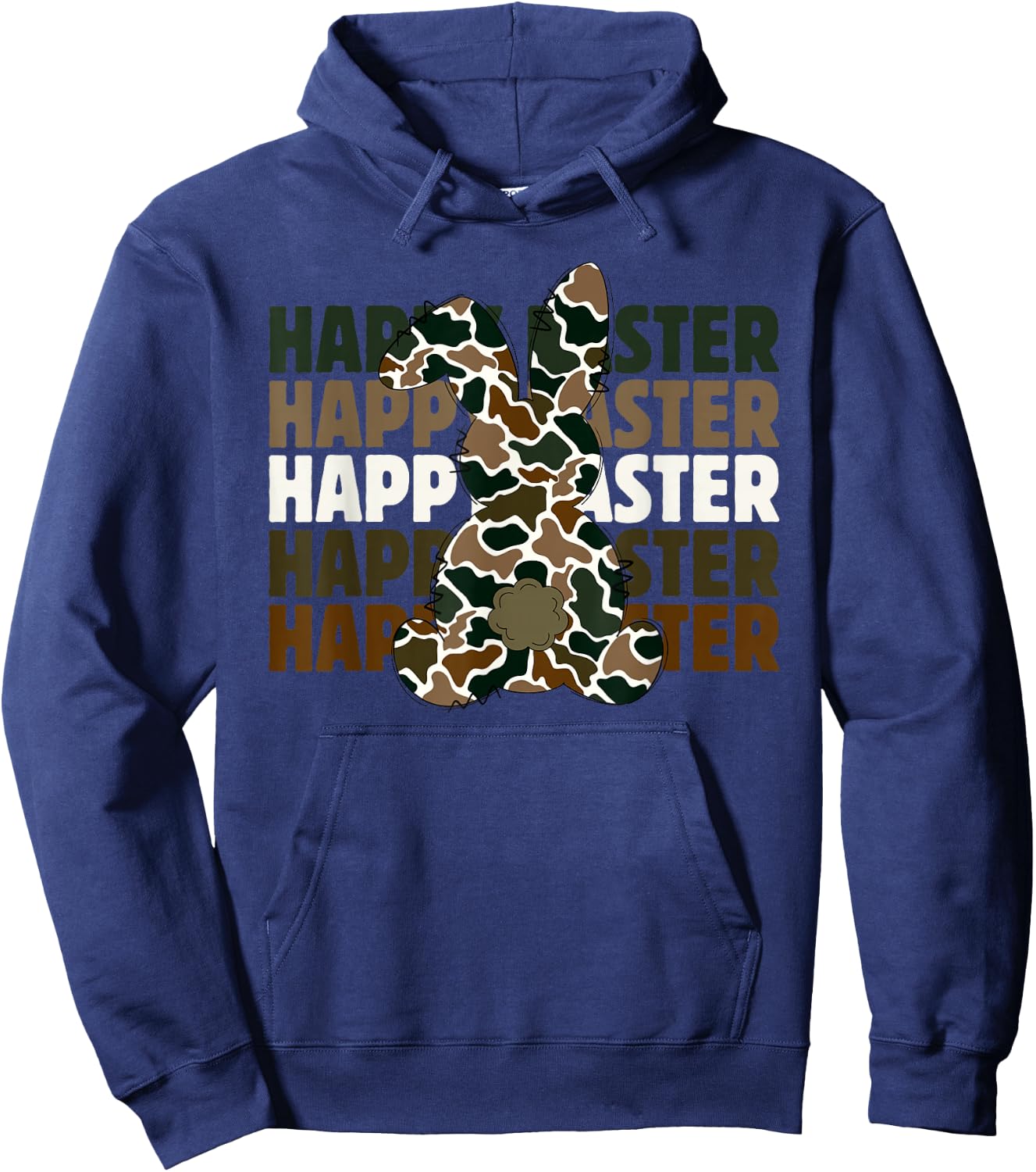 Happy Easter, Camo Bunny, Hunting, Camouflage Hoodie - Hoodie | Navy