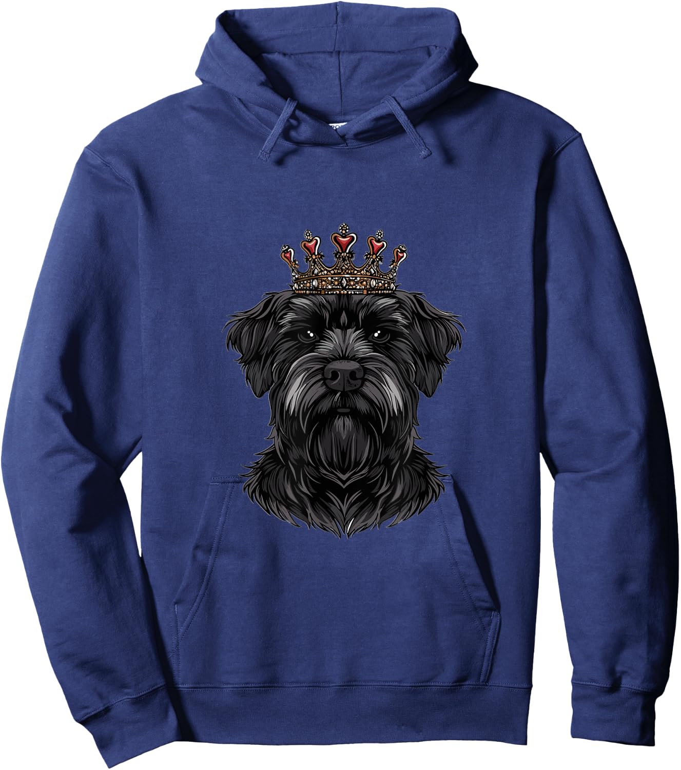 Black Russian Terrier Dog Breed Wearing Crown Hoodie - Hoodie | Navy