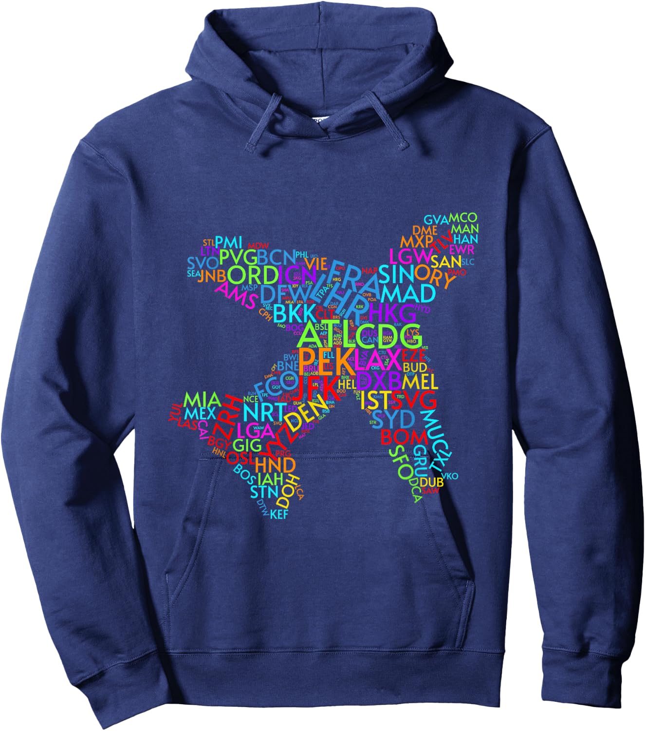 World Traveler Airport Codes of the World Hoodie - Hoodie | Navy