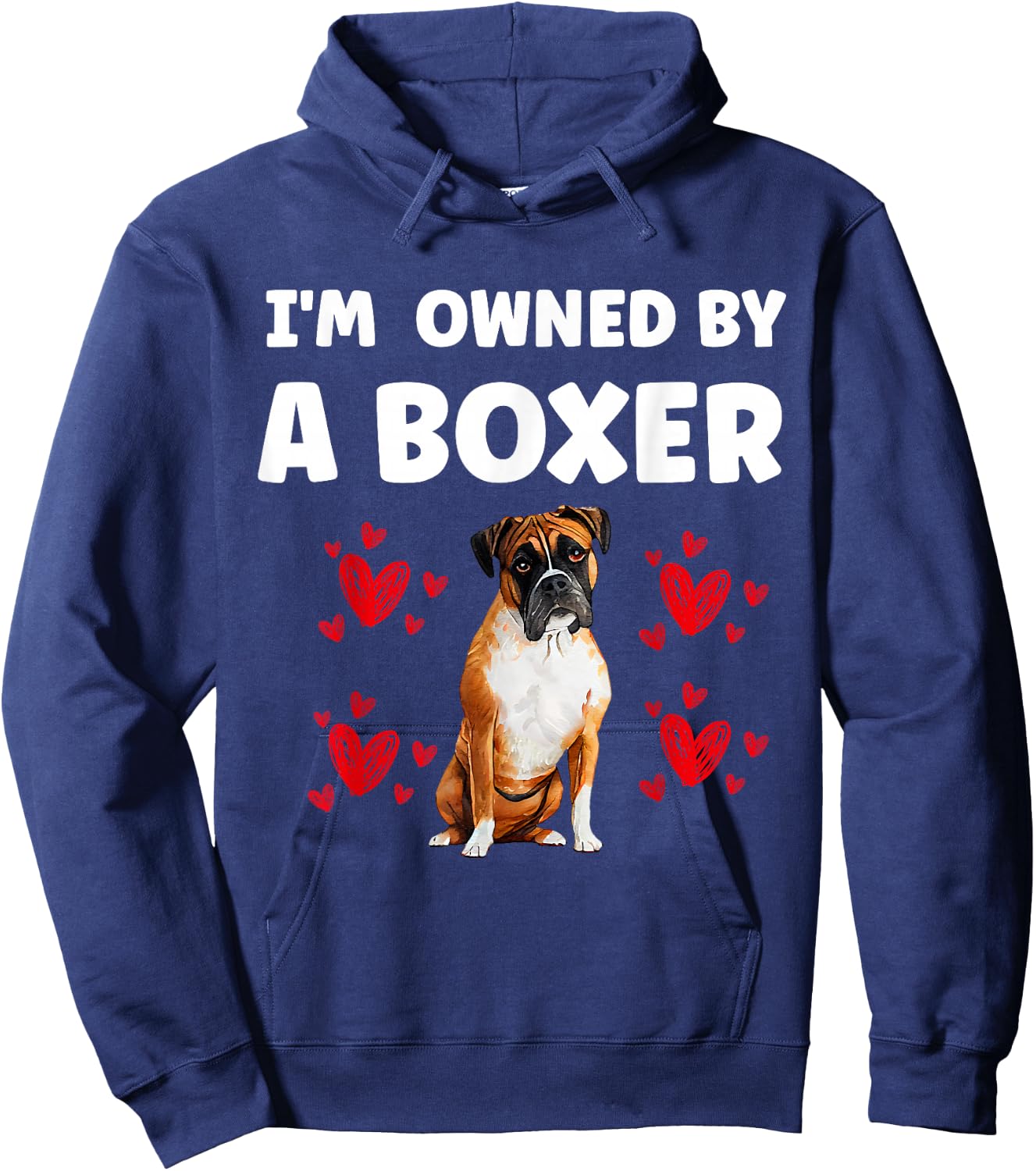 I Am Owned by a Boxer Dog Hoodie - Hoodie | Navy