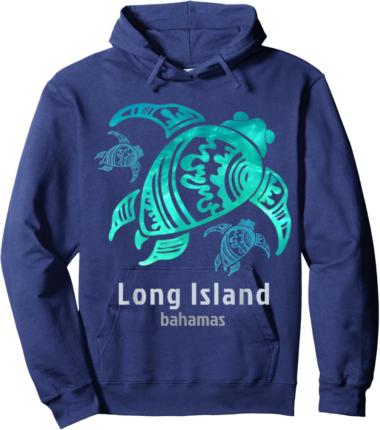 Long Island Bahamas Sea Blue Tribal Turtle Hoodie - Hoodie | Navy