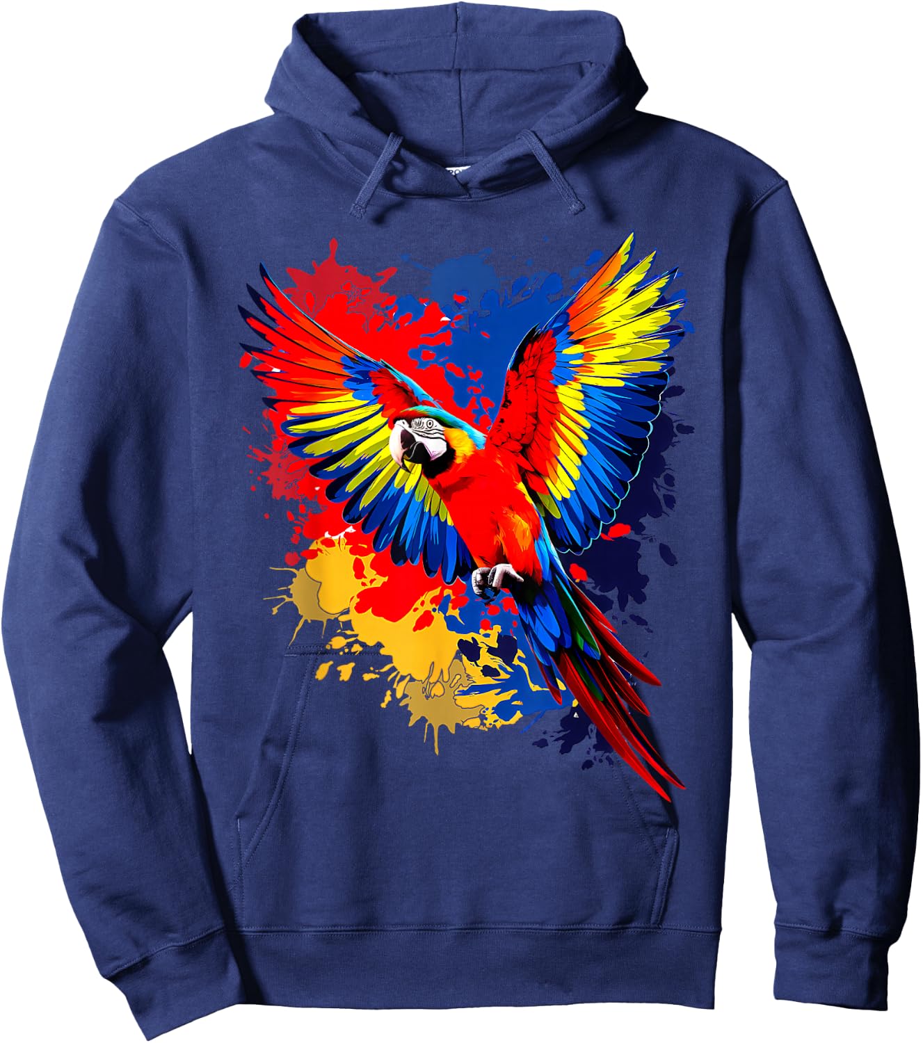 Splash Art Scarlet Macaw Parrot Lover Colorful Hoodie - Hoodie | Navy
