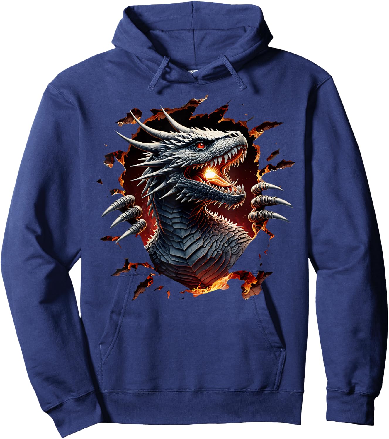 Fierce Black Dragon Burst , Black, S Hoodie - Hoodie | Navy