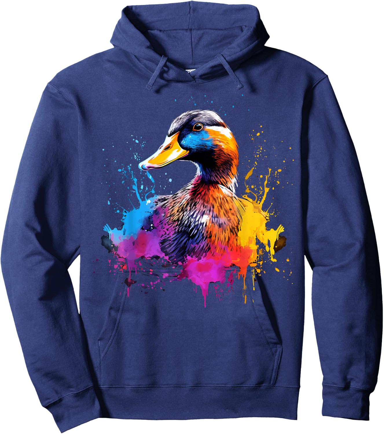 Cool Duck on colorful painted Duck Hoodie - Hoodie | Navy