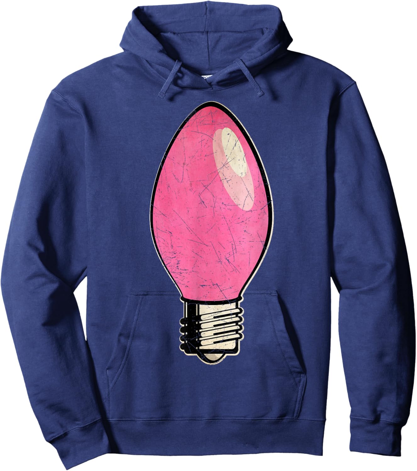Vintage Pink Christmas Tree Light Bulb Hoodie - Hoodie | Navy