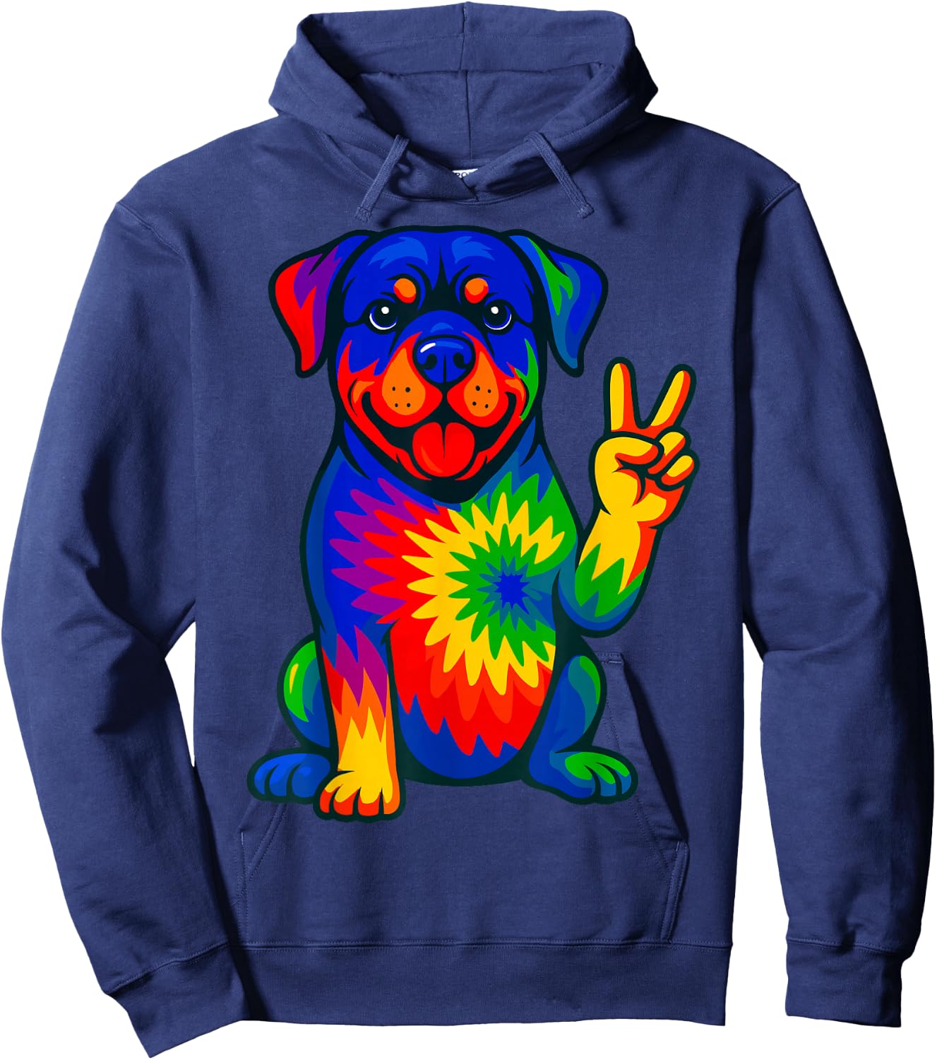 Tie-Dye Rottweiler Hippie Hoodie - Hoodie | Navy
