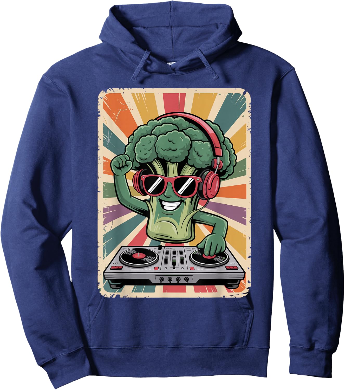Retro Broccoli DJ Son Techno Hoodie - Hoodie | Navy