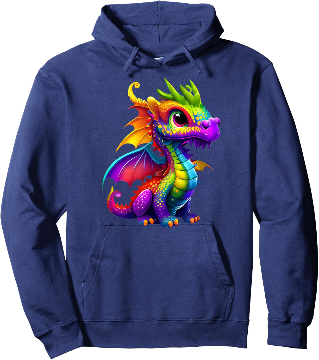 Cute Rainbow Dragon - Men, Women, Teens, & Kids Hoodie - Hoodie | Navy
