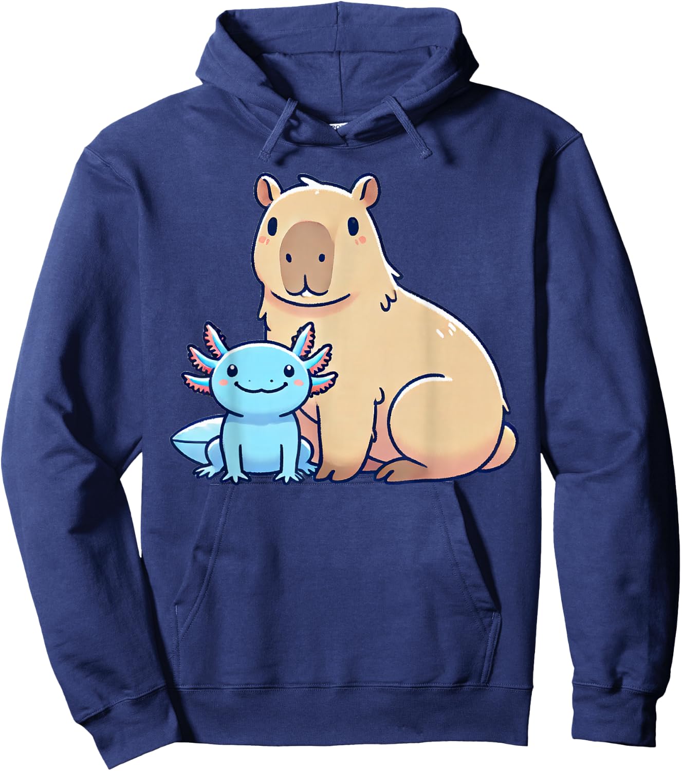 Kawaii Capybara Axolotl Hoodie - Hoodie | Navy