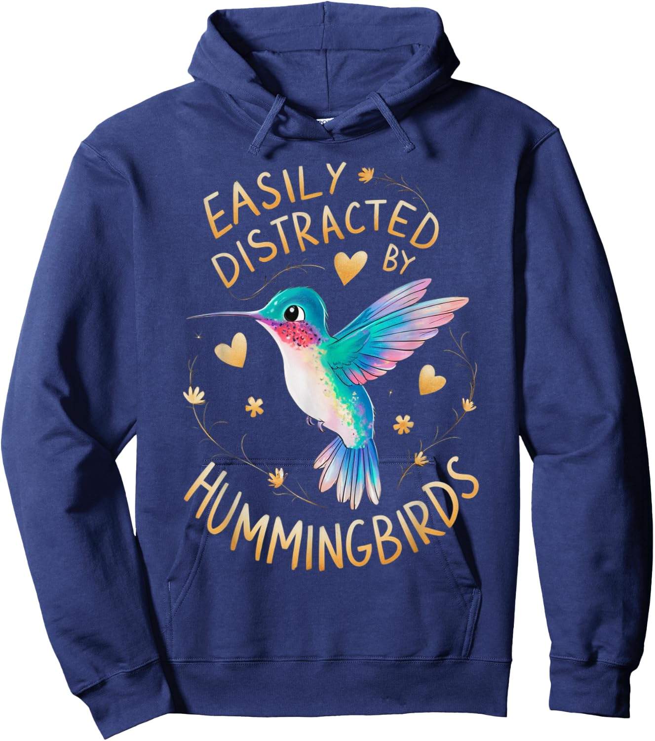 Easily Distracted By Hummingbirds Hoodie - Hoodie | Navy