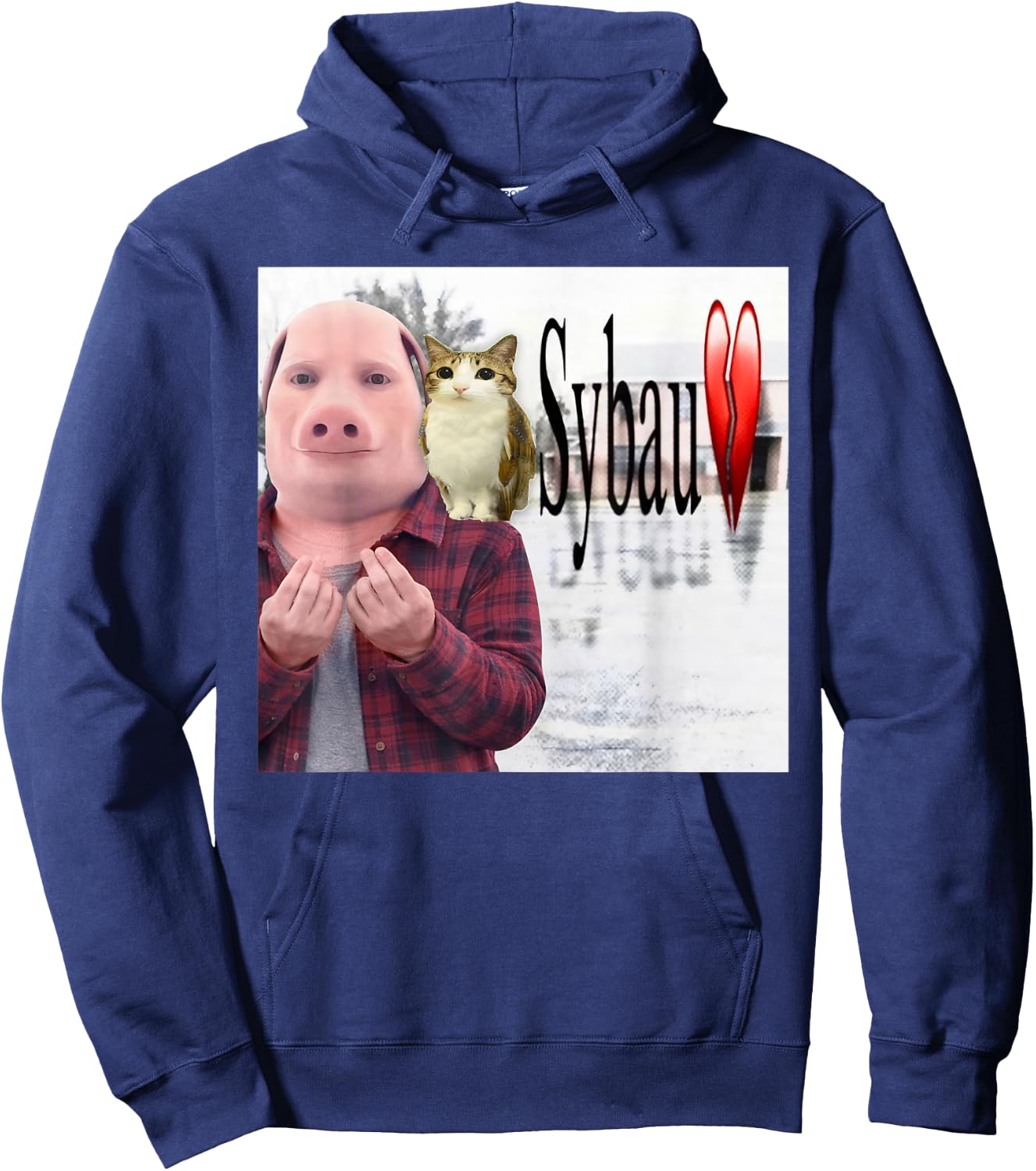 Funny John Pork and Meowl SYBAU Brainrot Meme Hoodie - Hoodie | Navy