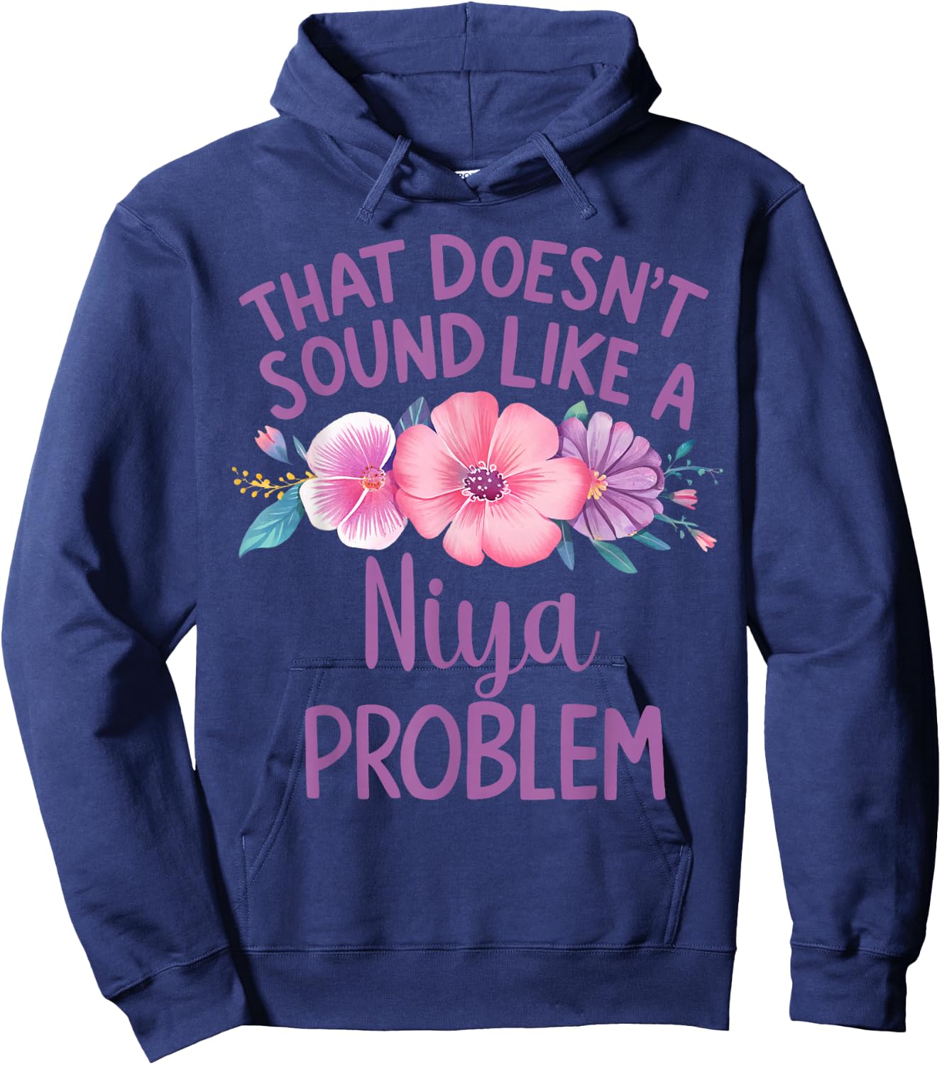 Niya Personalized Cute Flower Girls Niya Name Hoodie - Hoodie | Navy