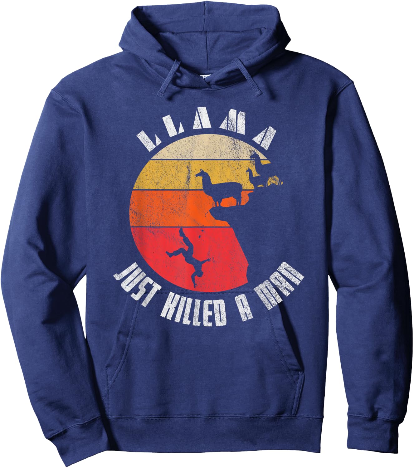 Retro Llama Just Killed A Man Hoodie - Hoodie | Navy
