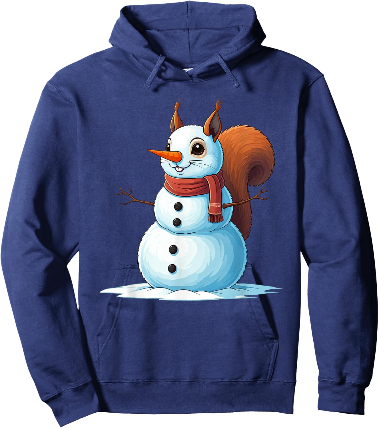 Funny Squirrel Snowman Scarf Christmas Kids Hoodie - Hoodie | Navy