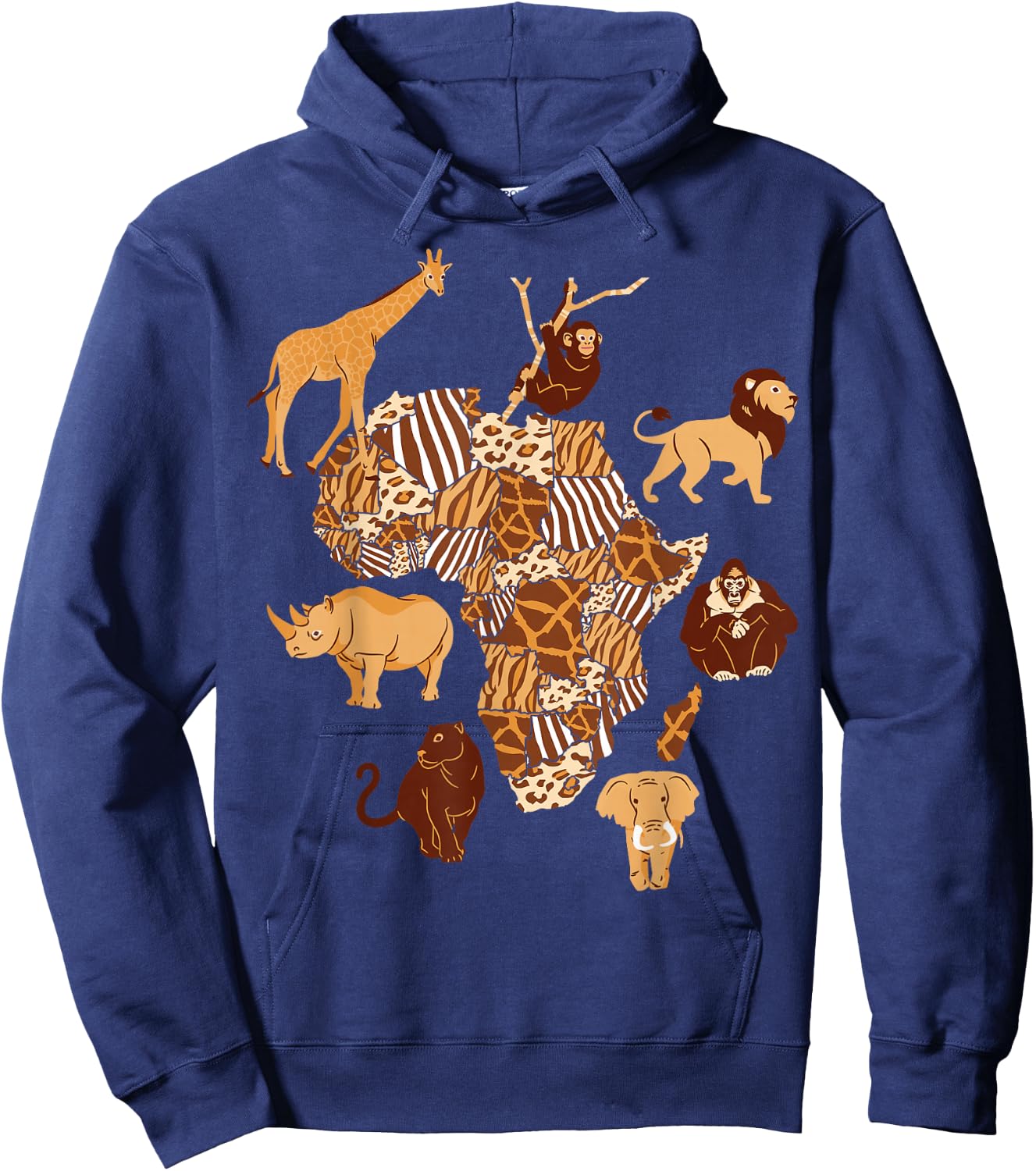 African Animals Map Hoodie - Hoodie | Navy