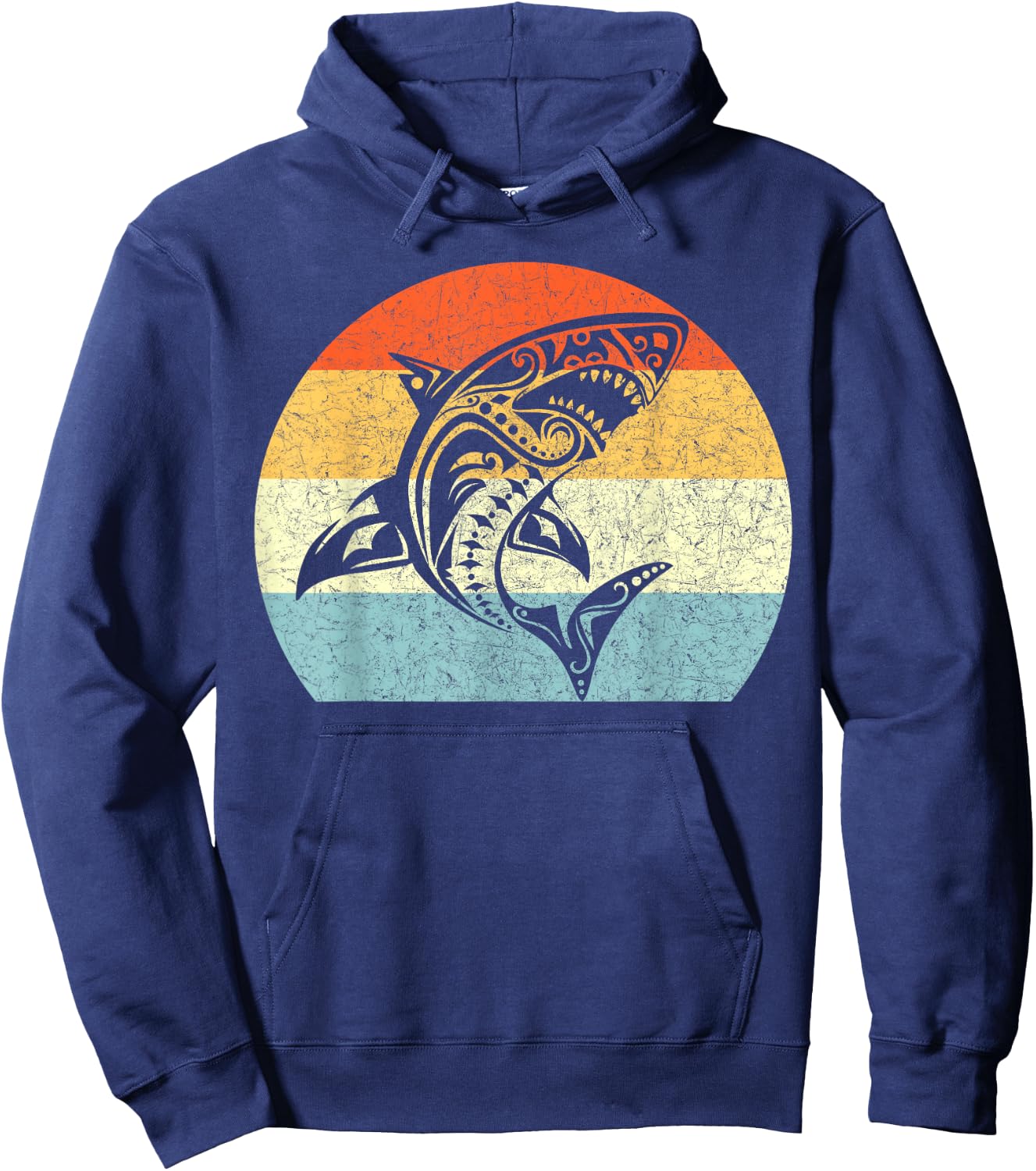 Shark Vintage Retro Throwback Vacation Hoodie - Hoodie | Navy