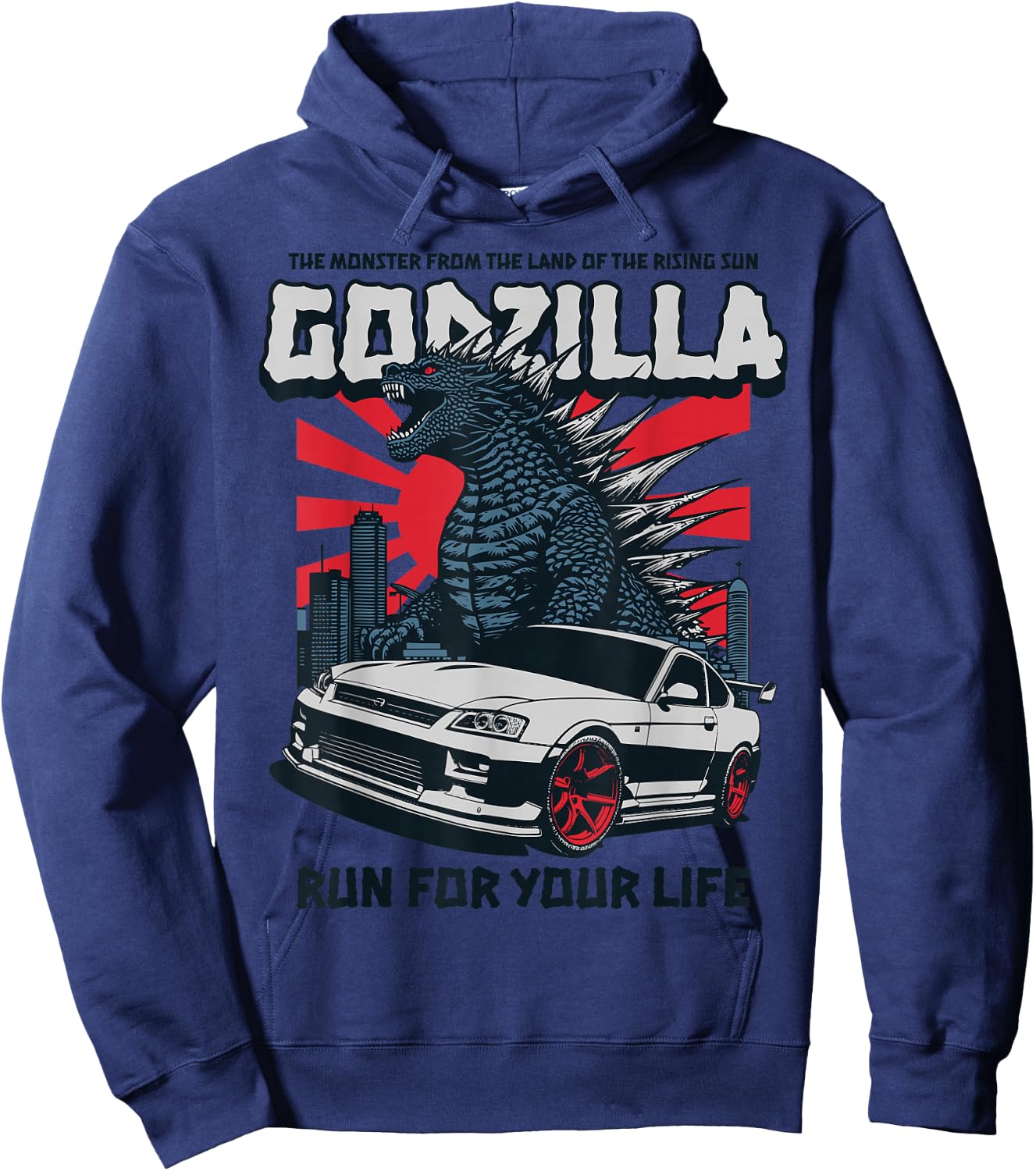 Godzilla - Run for Your Life Car Hoodie - Hoodie | Navy