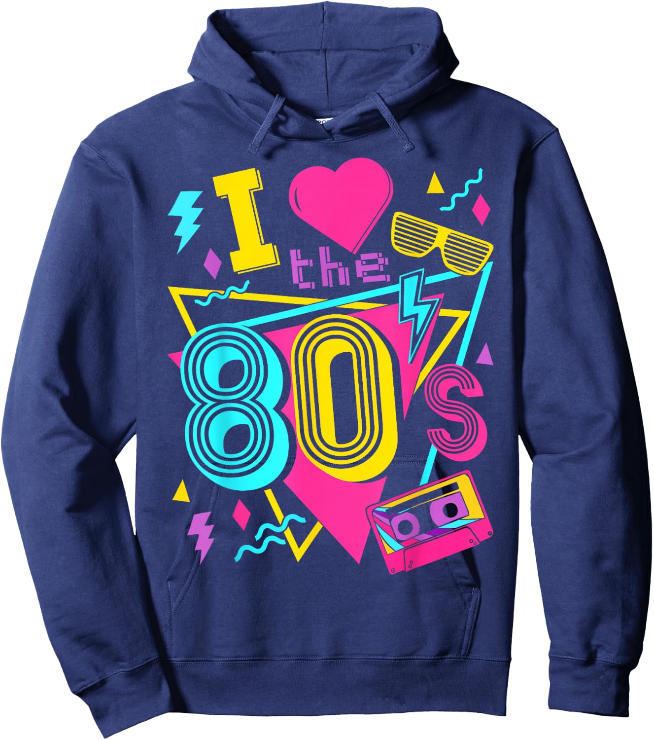 Ich liebe die 80s I Love the 80s , black, s Hoodie - Hoodie | Navy