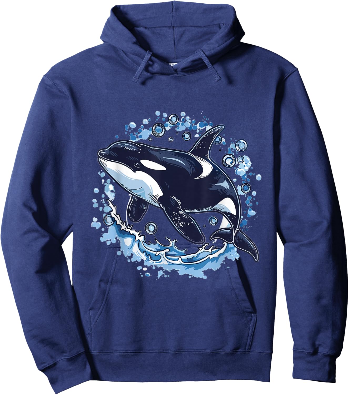 Orca Whale Bubbles Graphic Hoodie - Hoodie | Navy