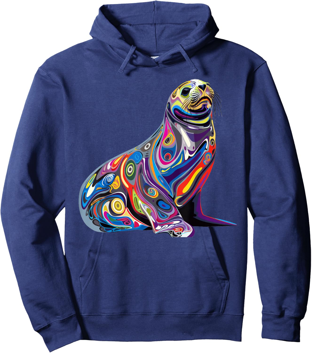 Harp Seal Psychedelic Hoodie - Hoodie | Navy
