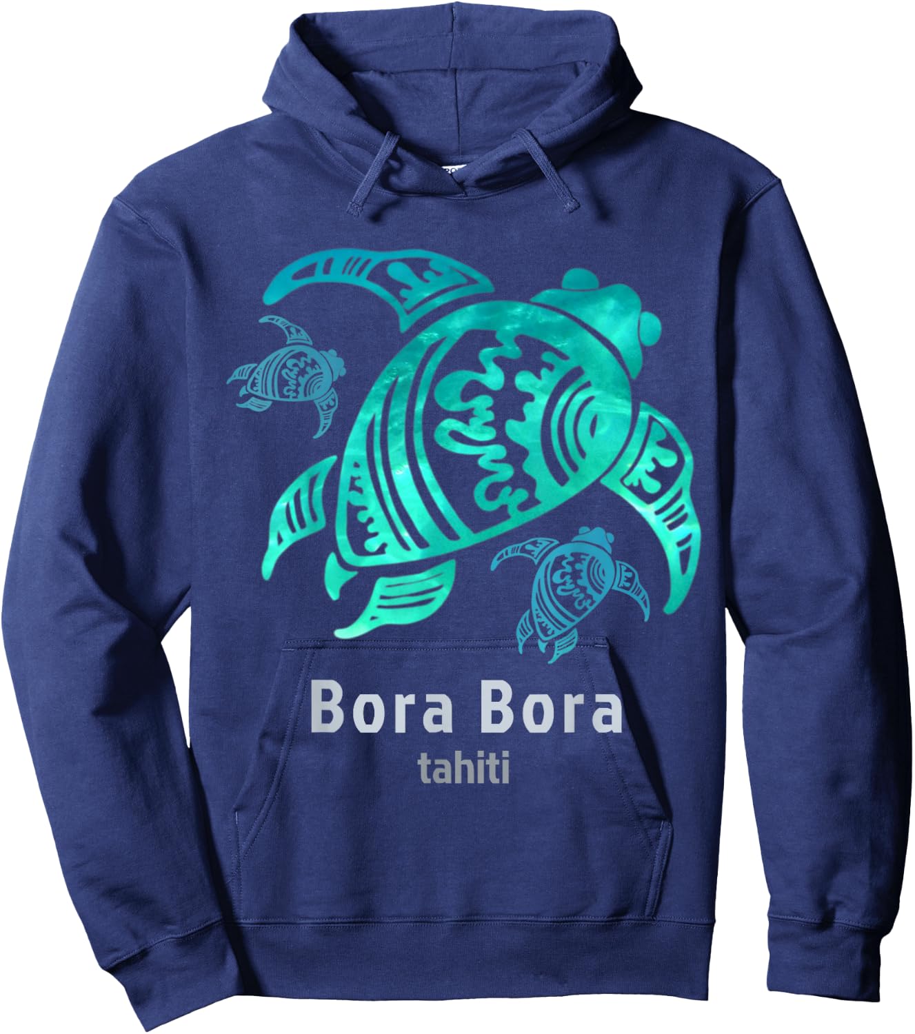 Bora Bora Tahiti Sea Blue Tribal Turtle Hoodie - Hoodie | Navy
