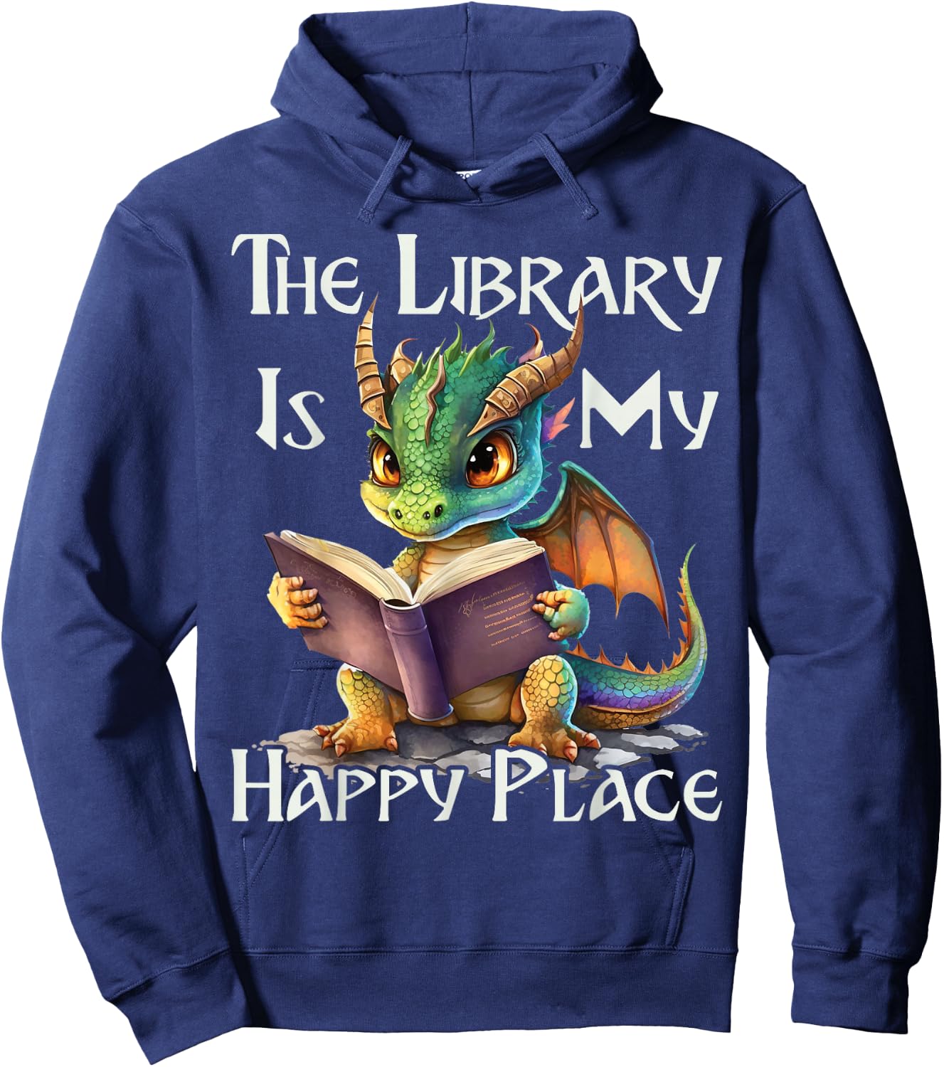 The Library Is My Happy Place Dragon Teacher Hoodie - Hoodie | Navy