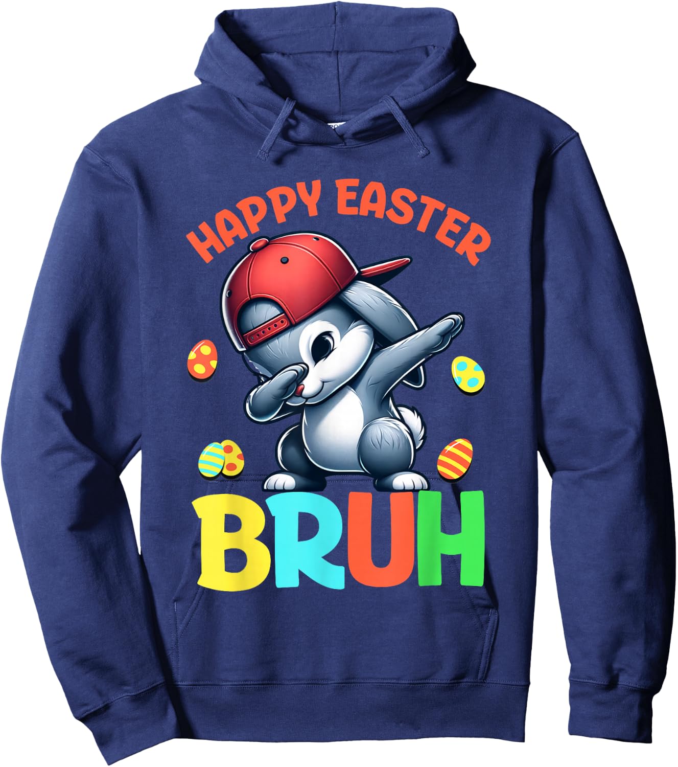 Bruh Easter Teens Boys Kids Happy Easter Bruh Hoodie - Hoodie | Navy