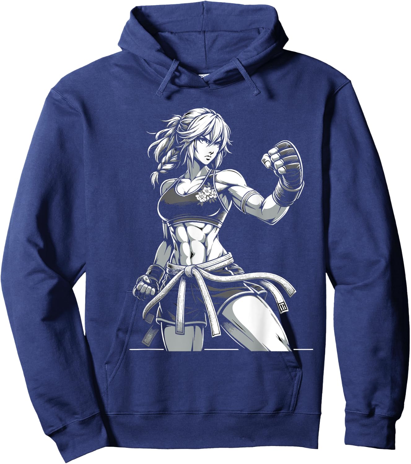 Anime Girl Fighter | Anime Gym Cute Vintage Hoodie - Hoodie | Navy