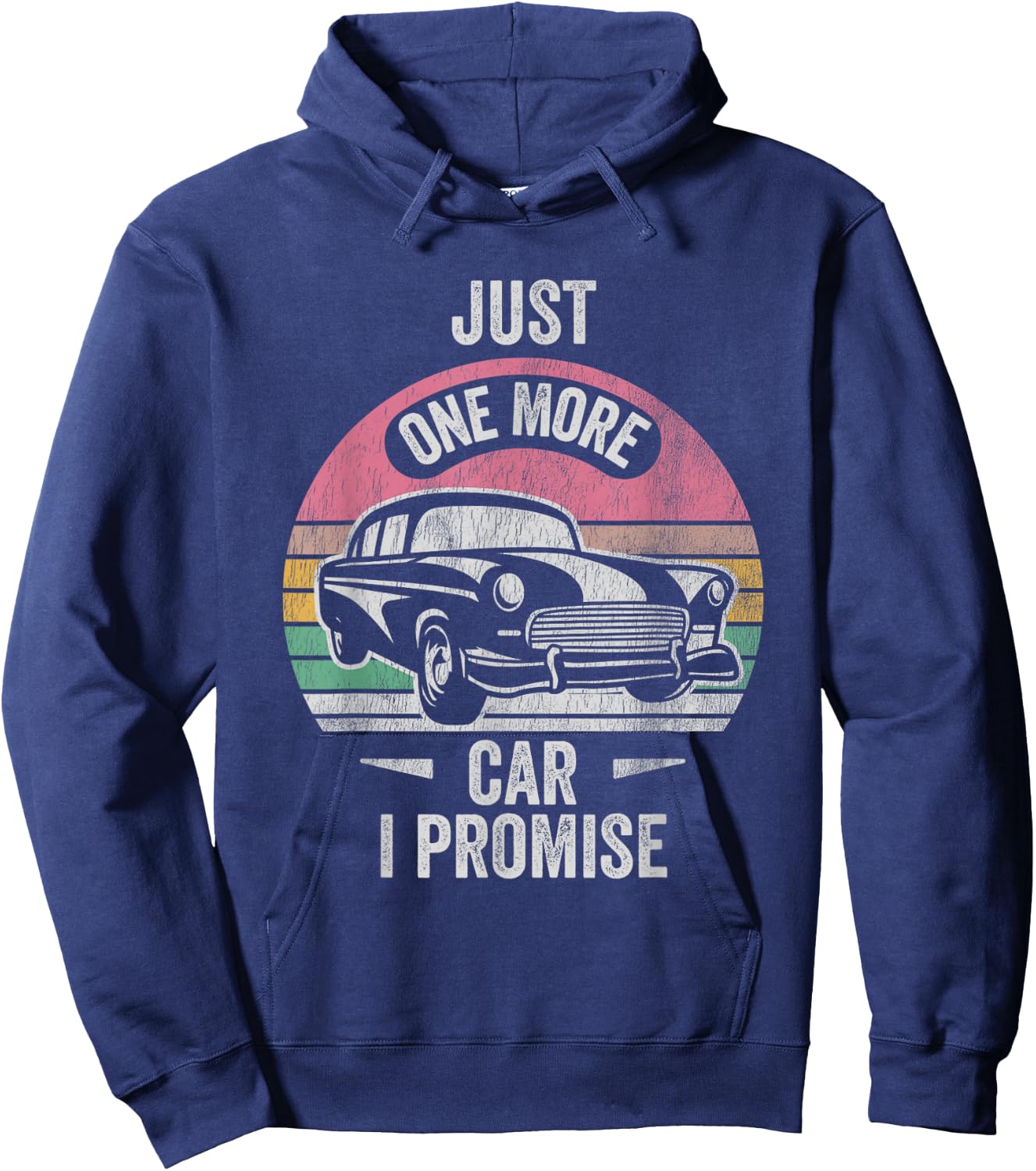 Just One More Car I Promise Vintage Retro Hoodie - Hoodie | Navy