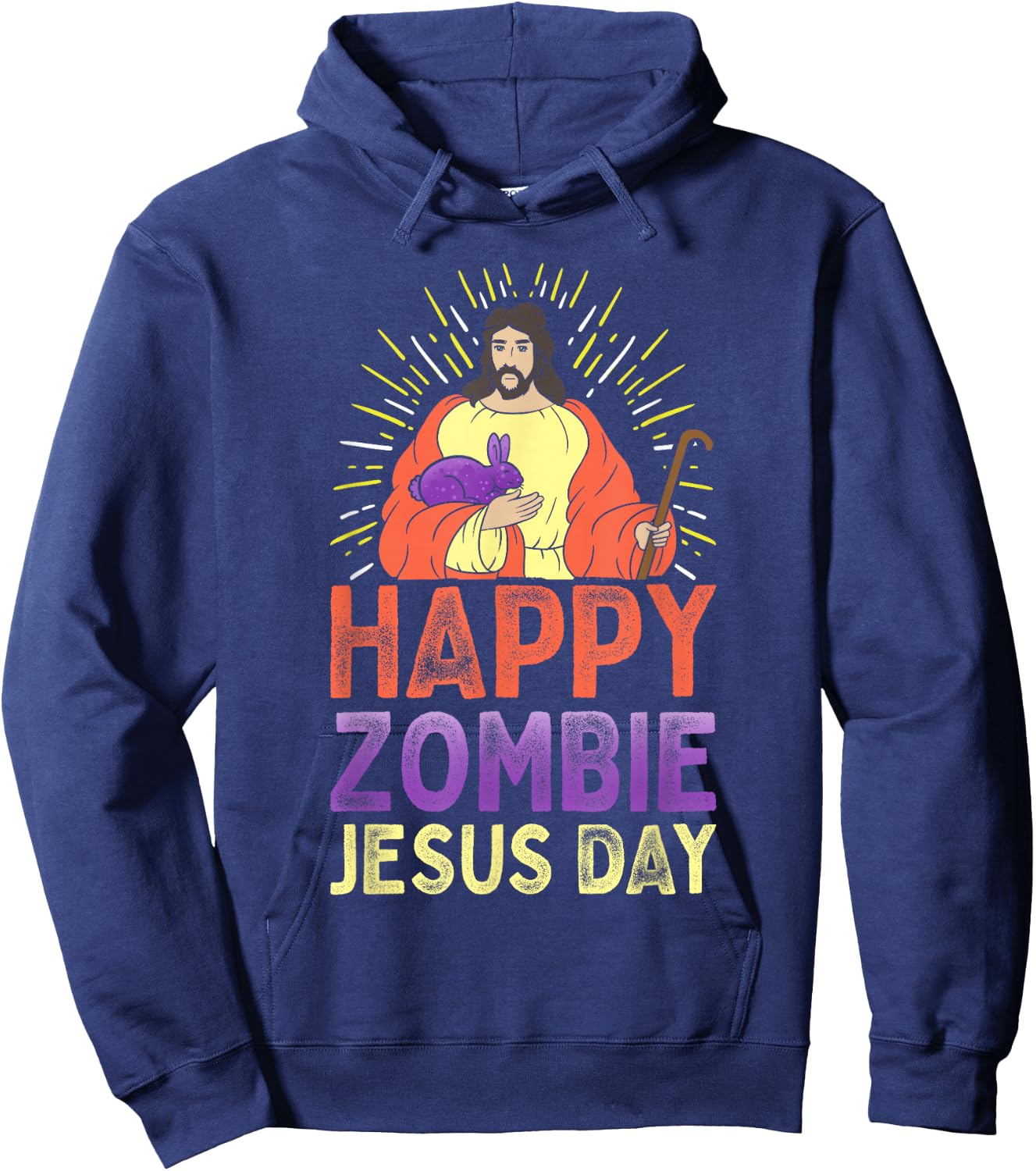 Cute Happy Zombie Jesus Day Easter Bunny Women Hoodie - Hoodie | Navy