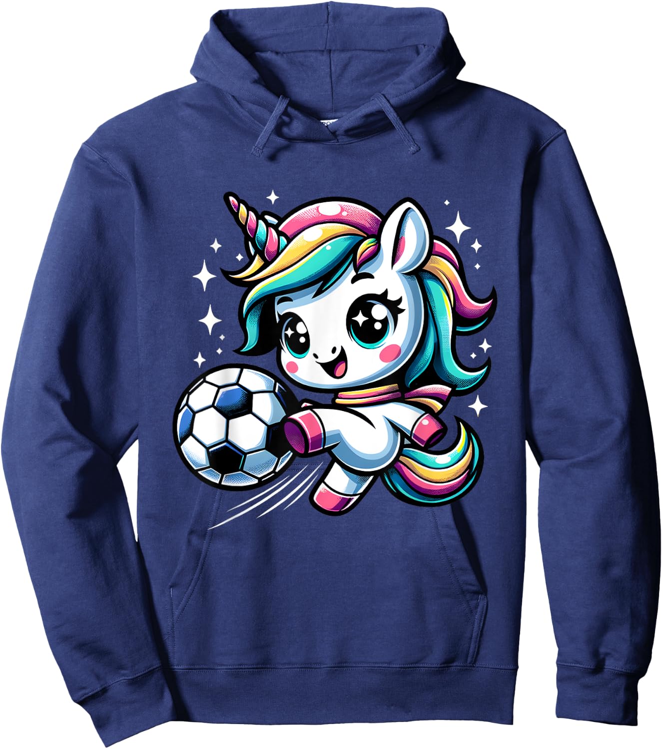 Cute Unicorn Playing Soccer Hoodie - Hoodie | Navy