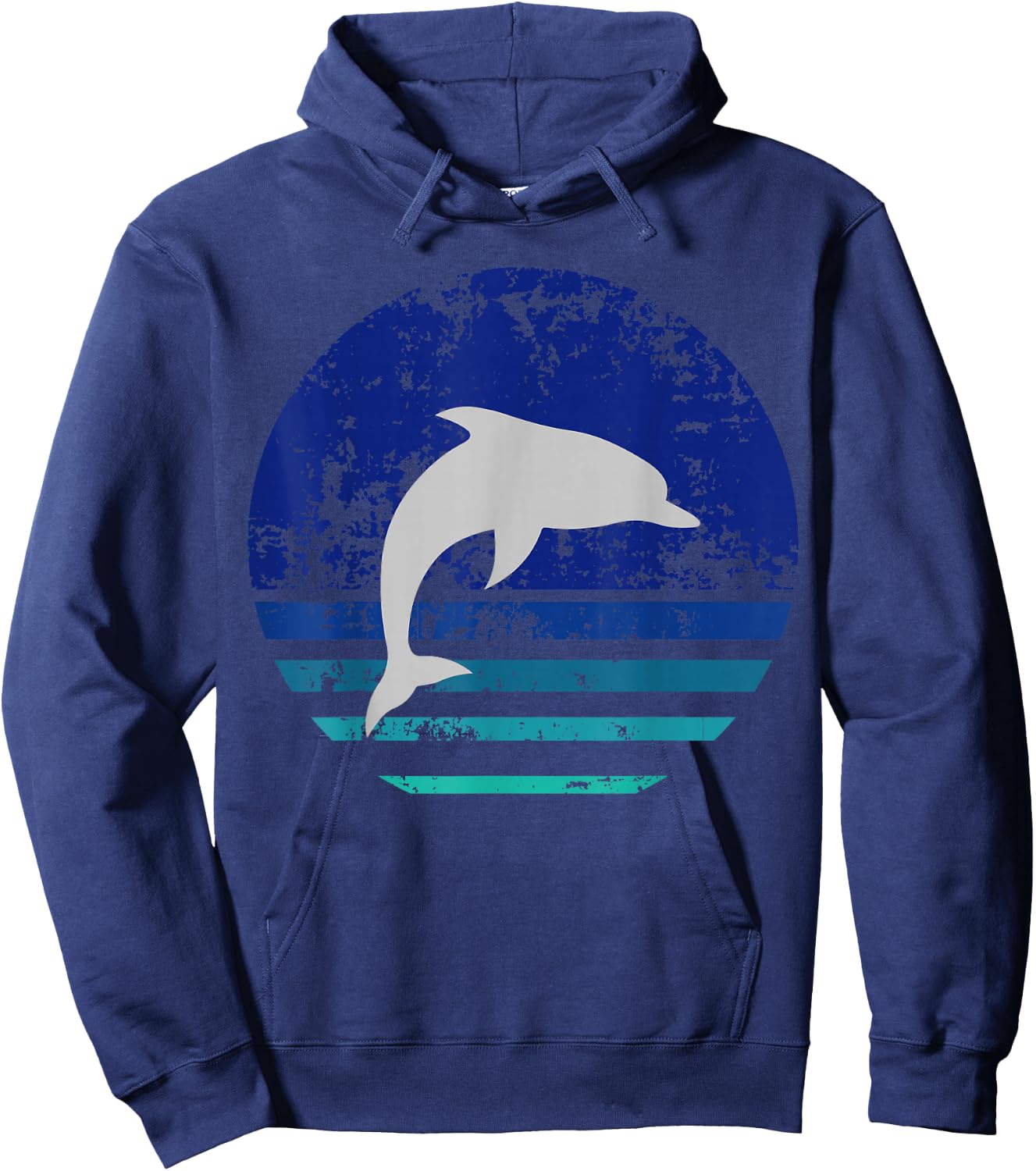 Vintage Retro Distressed Dolphin Gift Hoodie - Hoodie | Navy