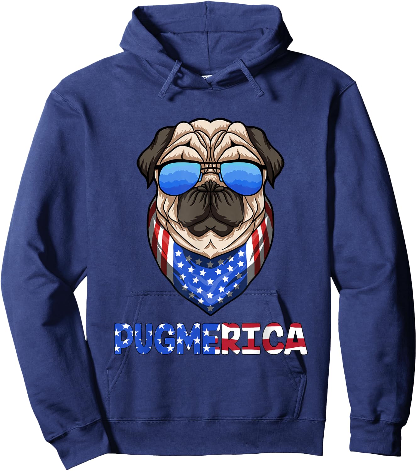 Pug 4th of July Pugmerica Hoodie - Hoodie | Navy