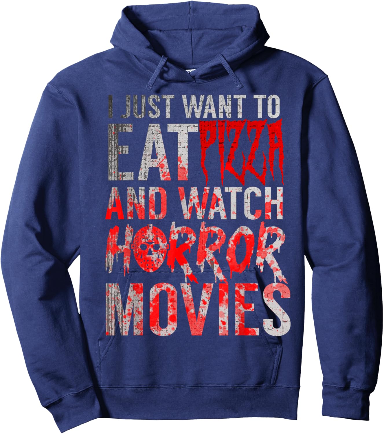 Horror Movies Horror Movie Pizza Hoodie - Hoodie | Navy