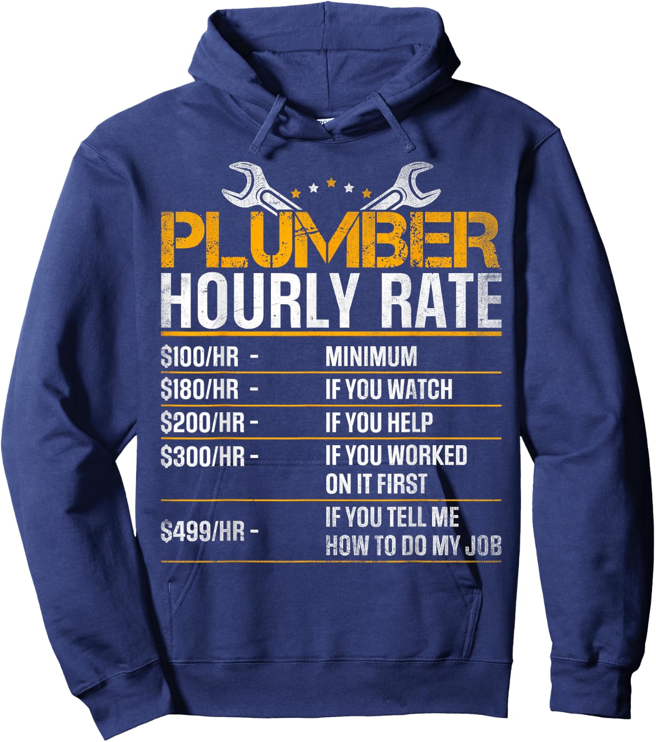 Plumber Hourly Rate Funny Plumber Men Gag Gifts Hoodie - Hoodie | Navy