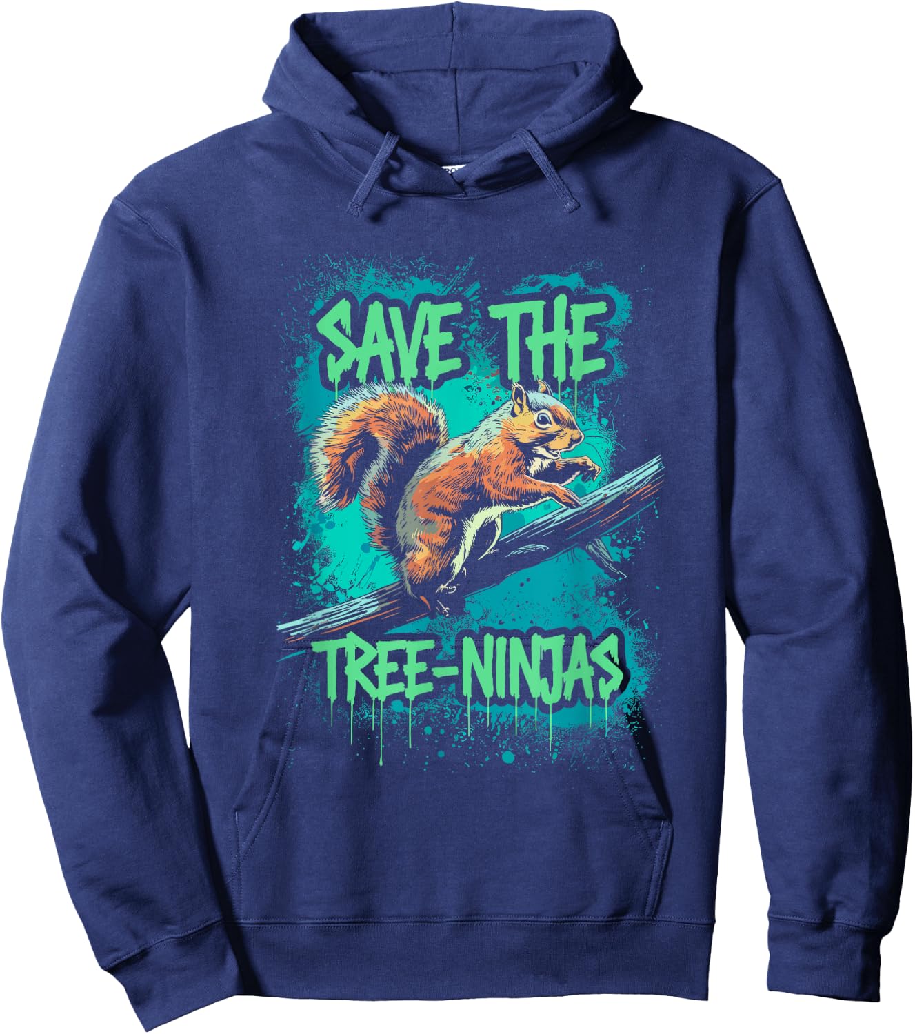 Save The Tree Ninjas, Funny Squirrel Hoodie - Hoodie | Navy