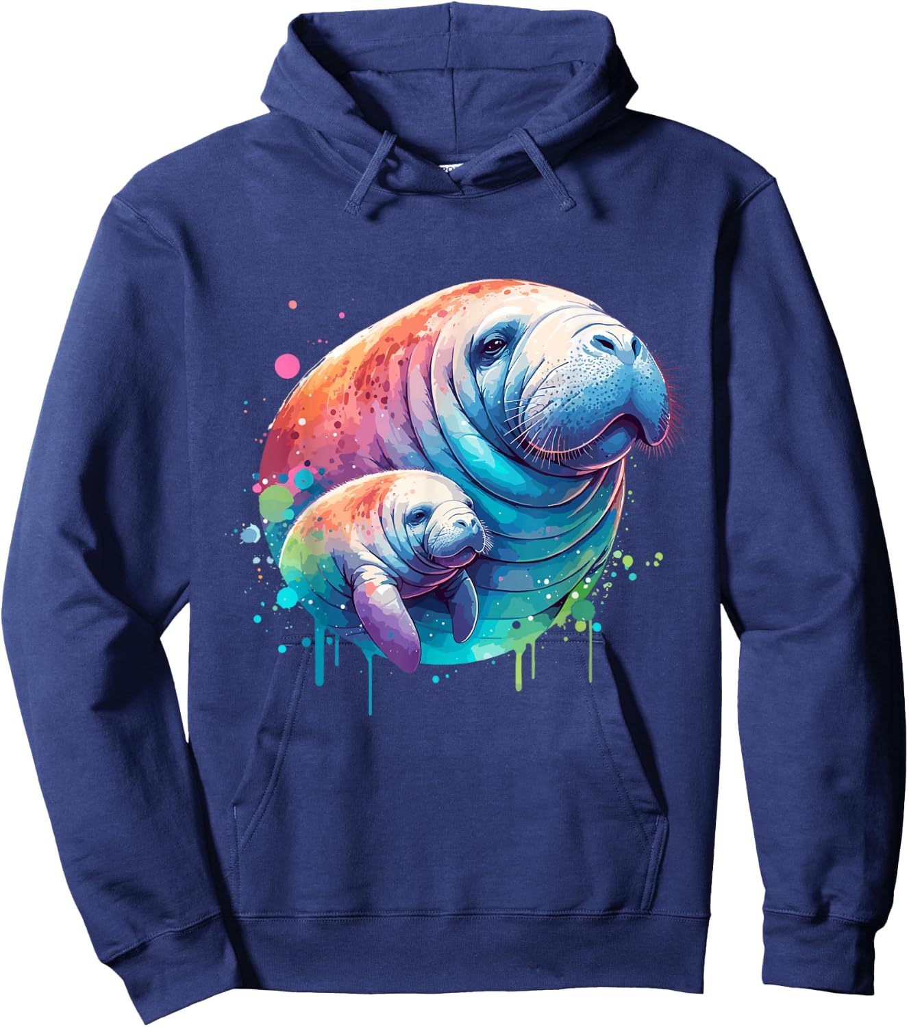 Sea Cows Manatee Mom and Baby Hoodie - Hoodie | Navy