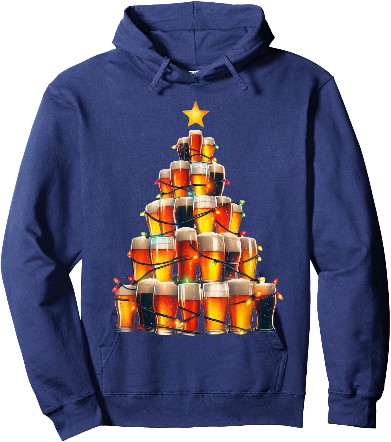 Beer Xmas Christmas Tree Hoodie - Hoodie | Navy