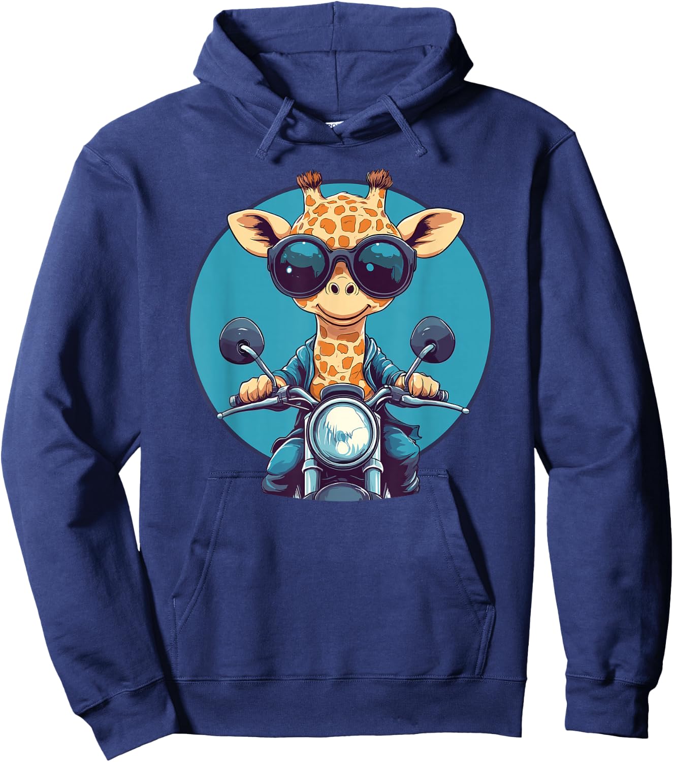 Cool Giraffe On Motorcycle With Sunglasses Hoodie - Hoodie | Navy