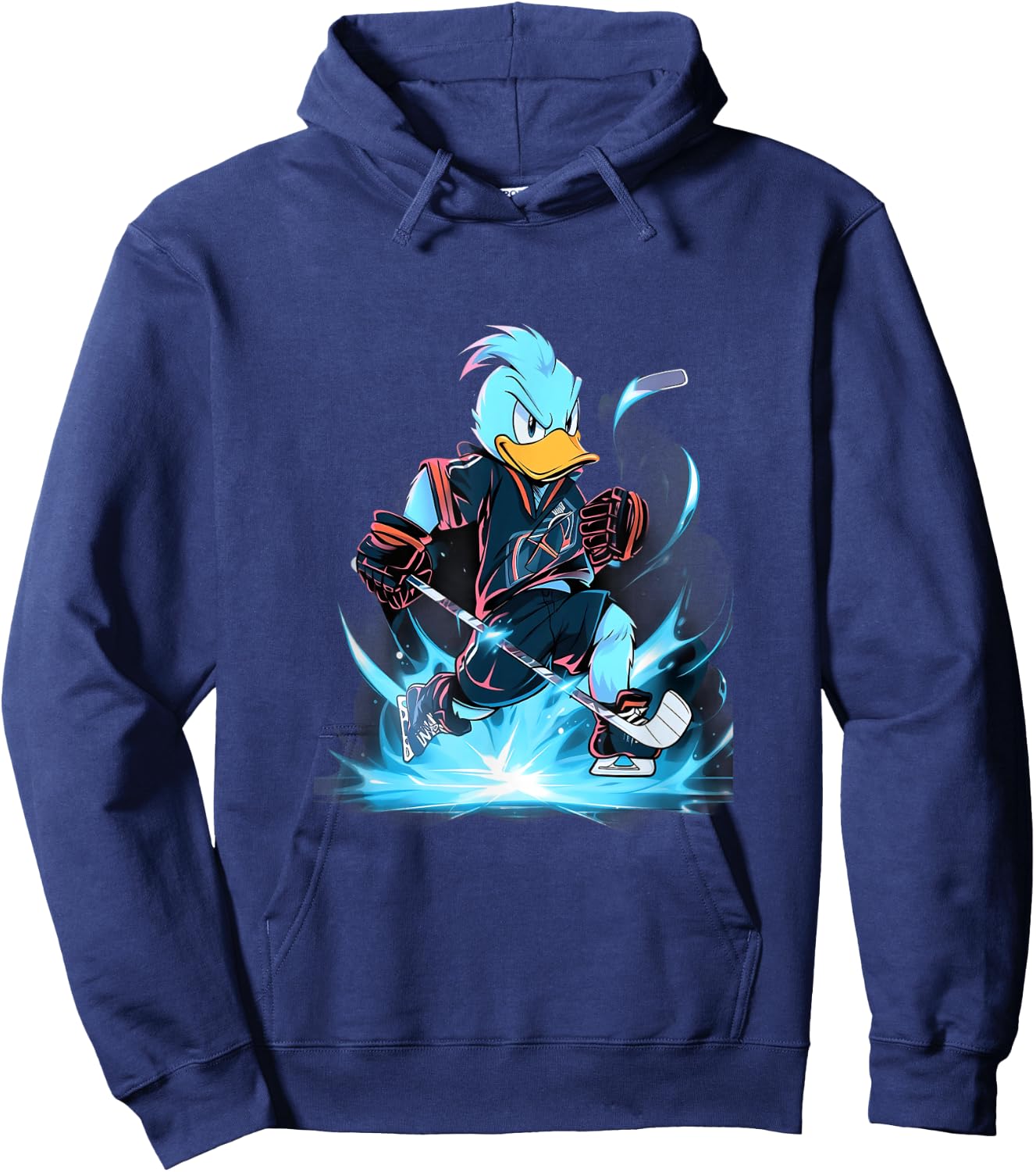 Duck Ice Hockey Player Hockey Stick Goalkeeper Hoodie - Hoodie | Navy