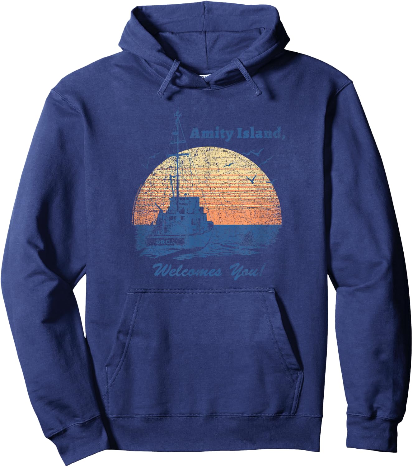 Jaws Vintage Amity Island , Black, S Hoodie - Hoodie | Navy
