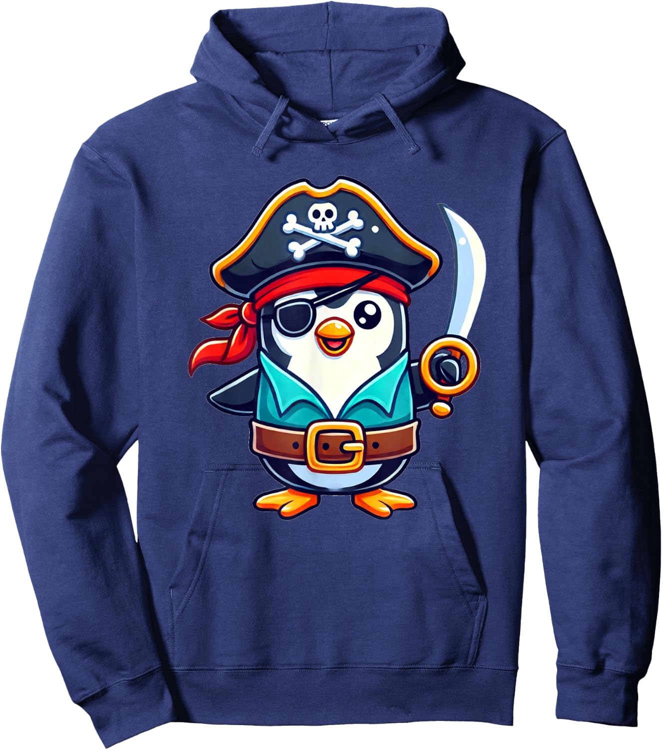 Penguin Halloween Pirate Kids Women Men Penguin Hoodie - Hoodie | Navy