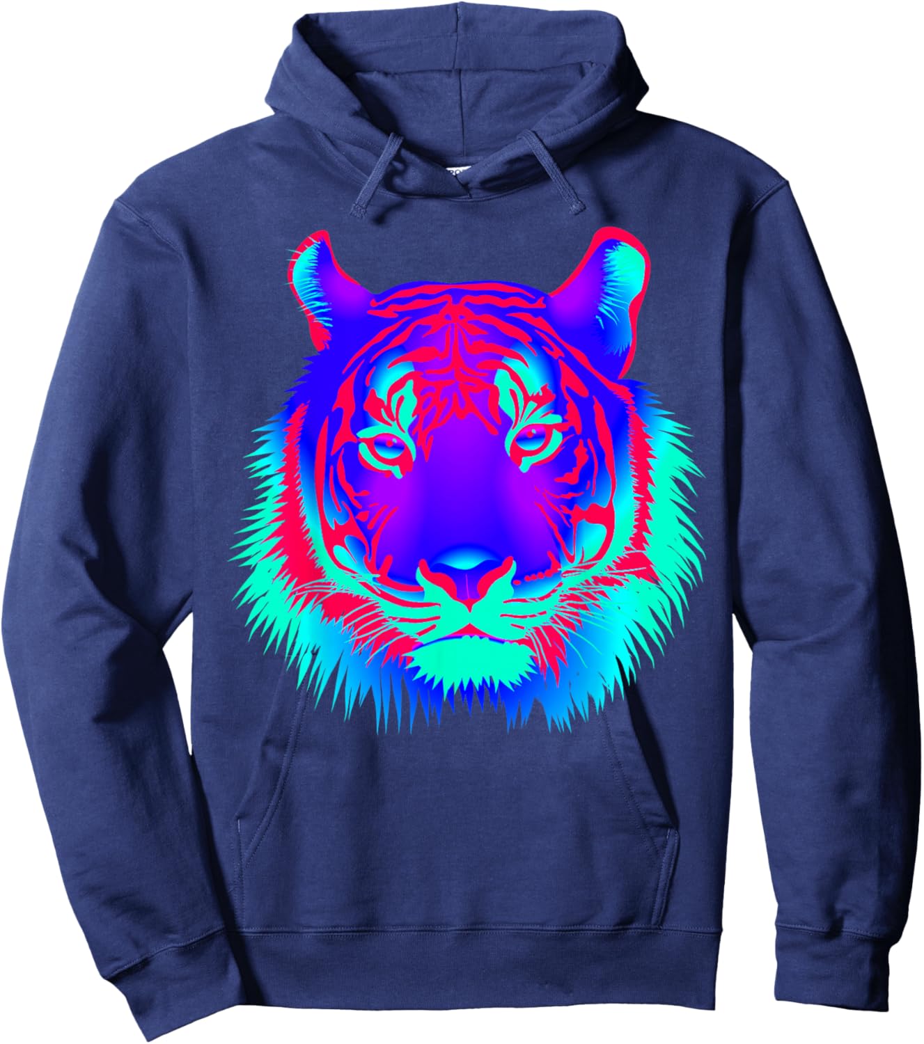 EDM Electronic Dance Techno Colorful Tiger Rave Hoodie - Hoodie | Navy