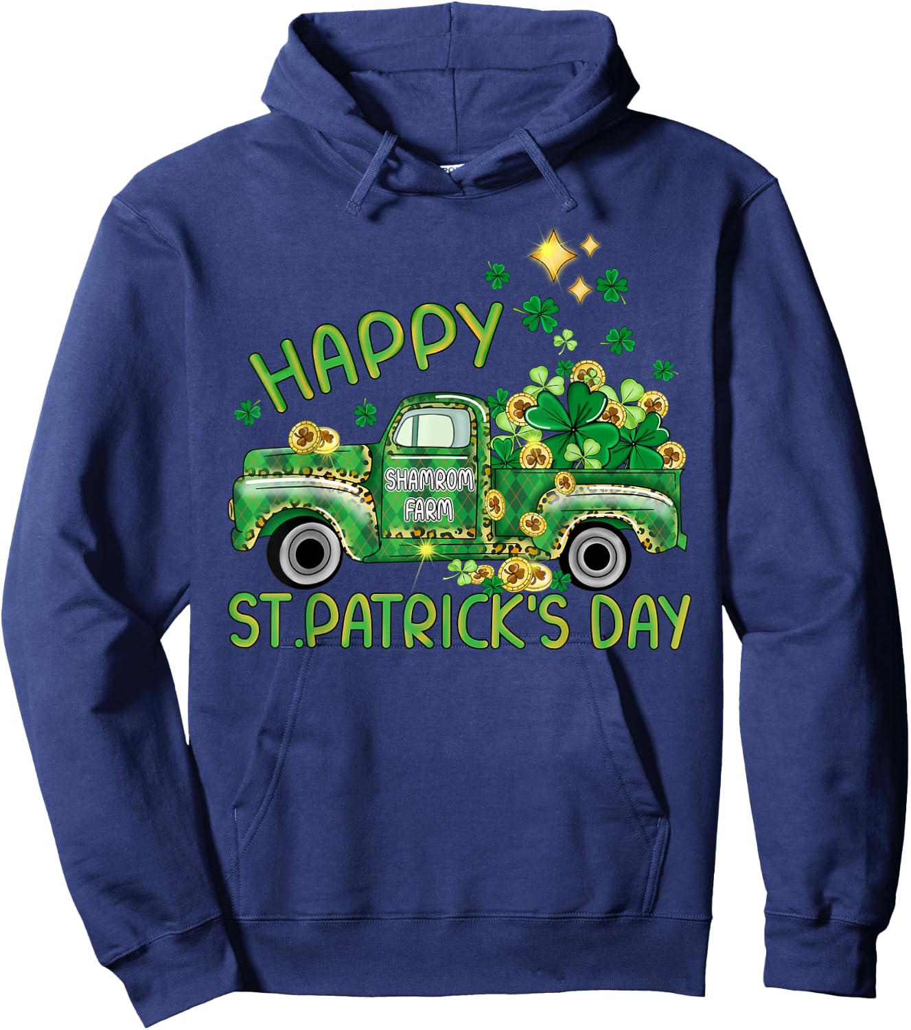 St Patrick's Day Truck Happy and Lucky Samrock Hoodie - Hoodie | Navy