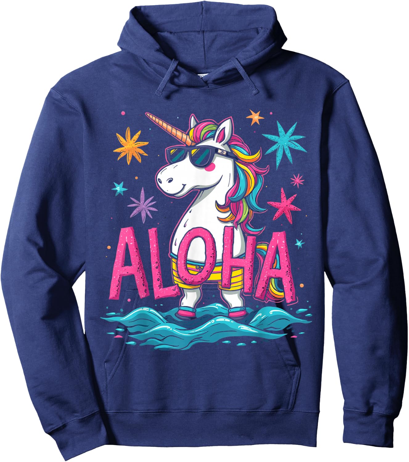 ALOHA Unicorn Hawaiian Hoodie - Hoodie | Navy