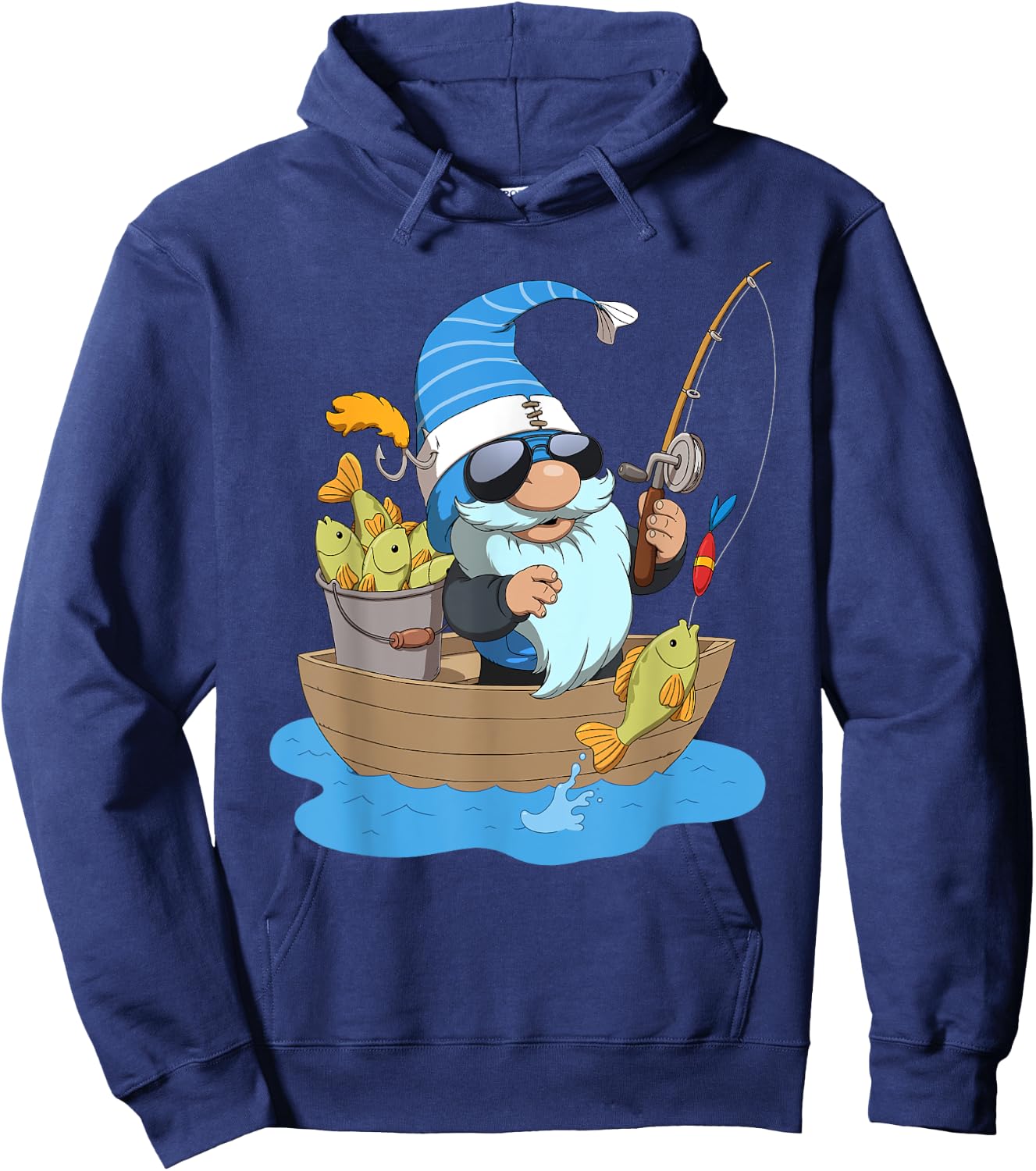 Fisherman Gnome Fishing Hoodie - Hoodie | Navy